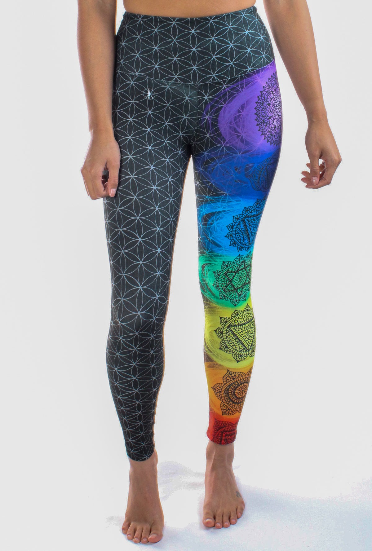 Chakra Legging With Sacred Geometry (Flower of Life) - Third Eye Threads