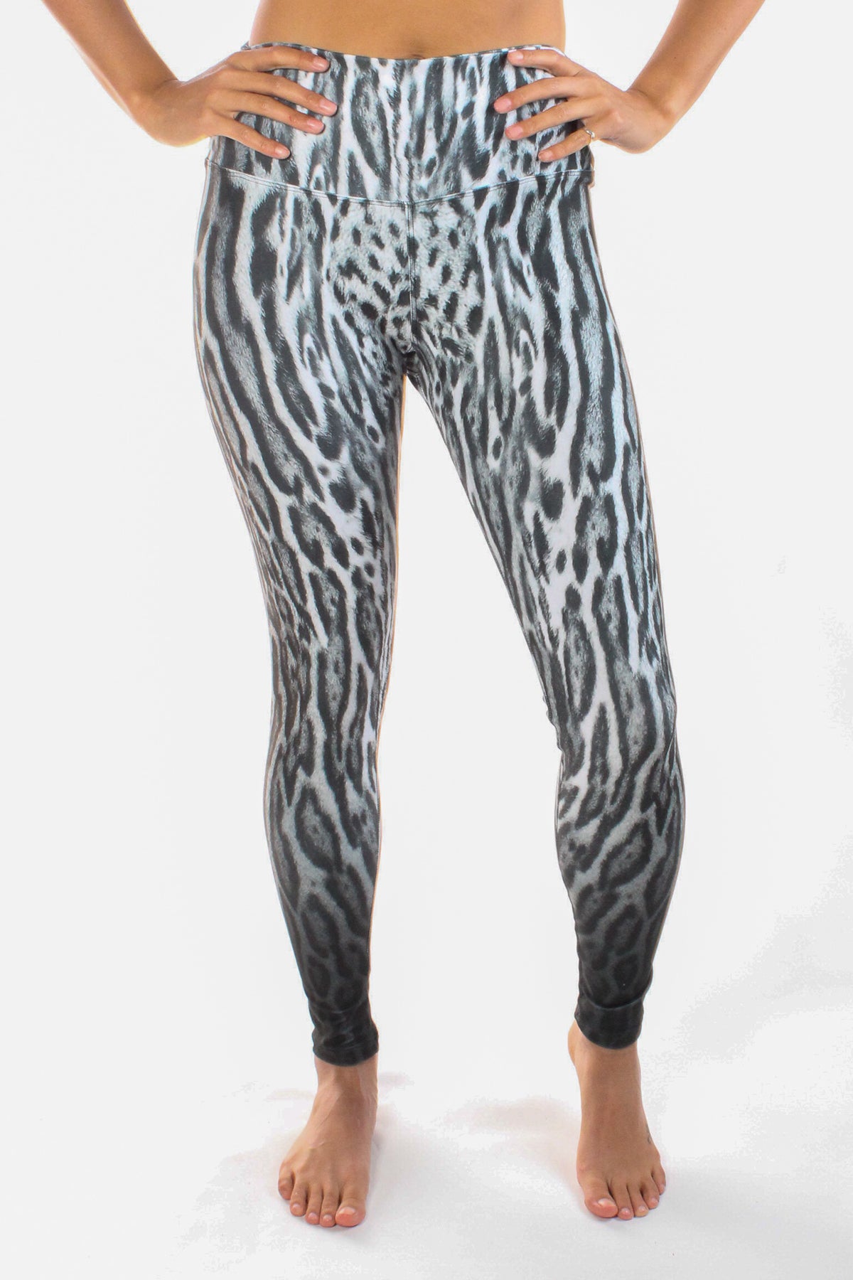 Black and White Ocelot (Leopard) Print High Compression Legging - Third Eye Threads