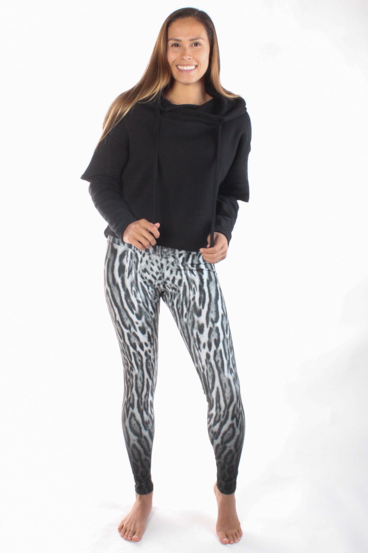 Black and White Ocelot (Leopard) Print High Compression Legging - Third Eye Threads