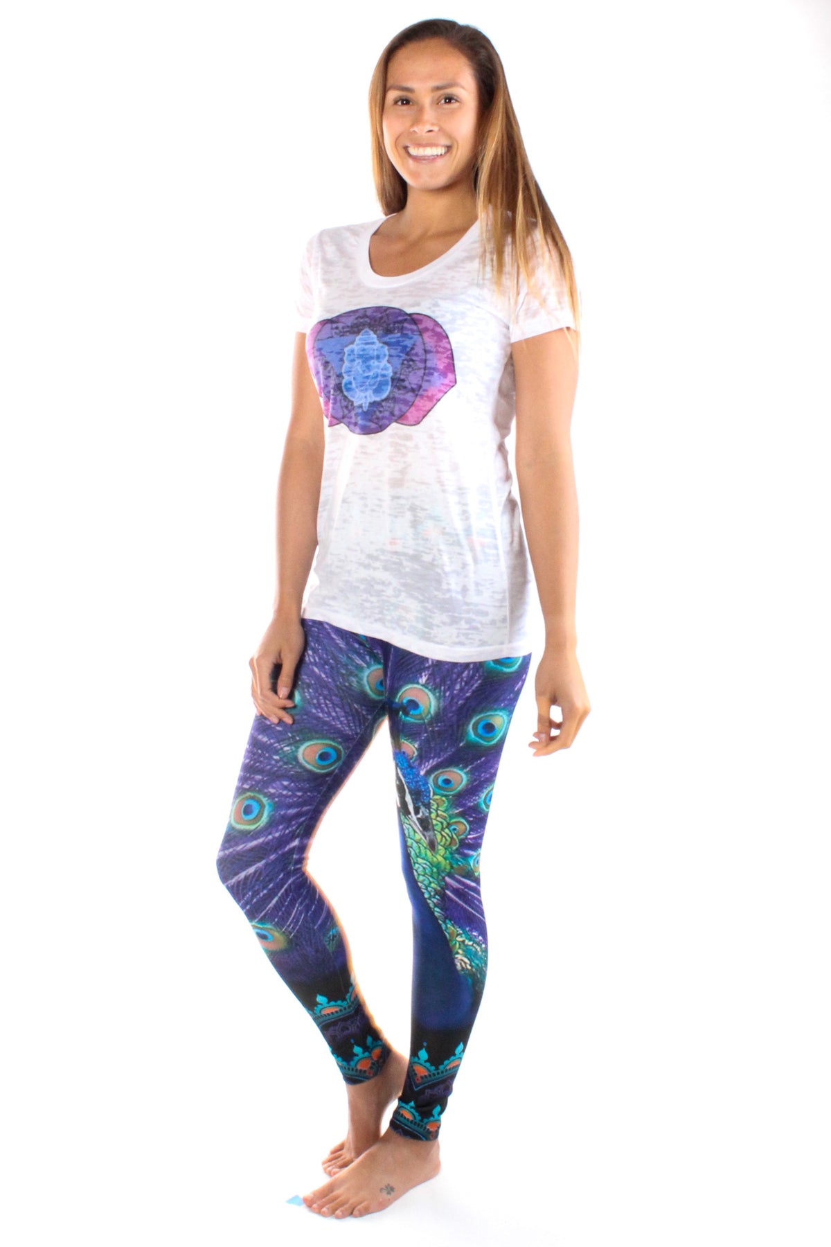 Third Eye Chakra on front w/ Full Chakra Back on Boat Neck Burnout Crew - Third Eye Threads