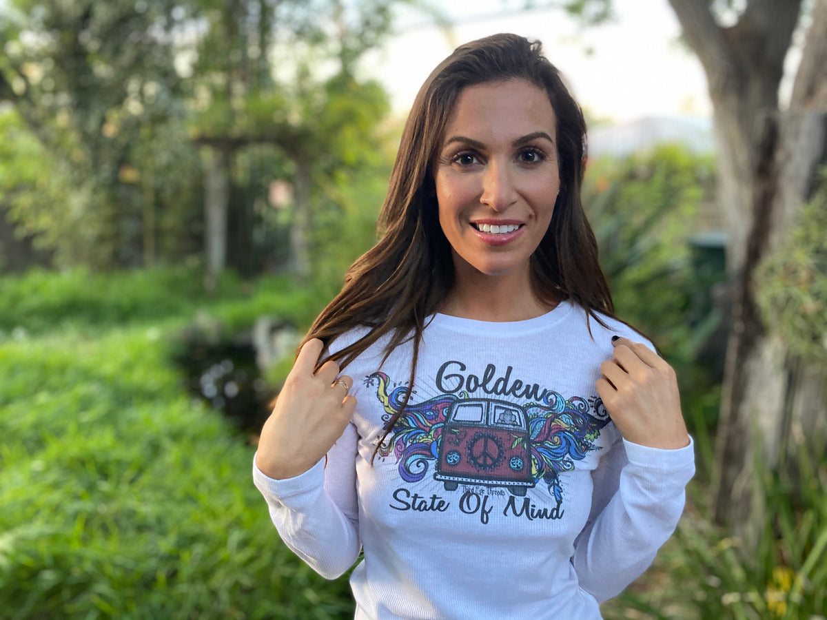 Golden State of Mind Hippie Bus on Lightweight Thermal - Third Eye Threads