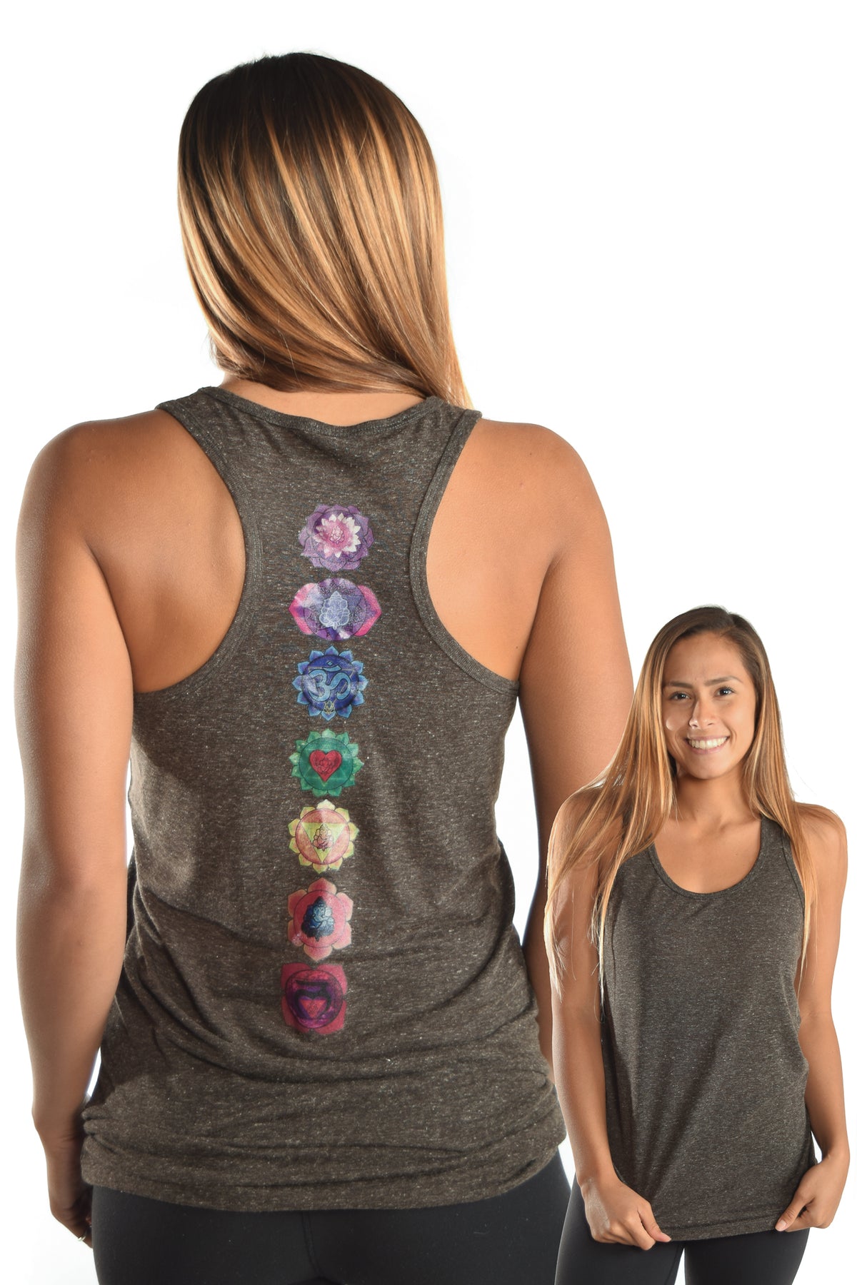 Coal Linen Racerback with Full Chakra Back - Third Eye Threads