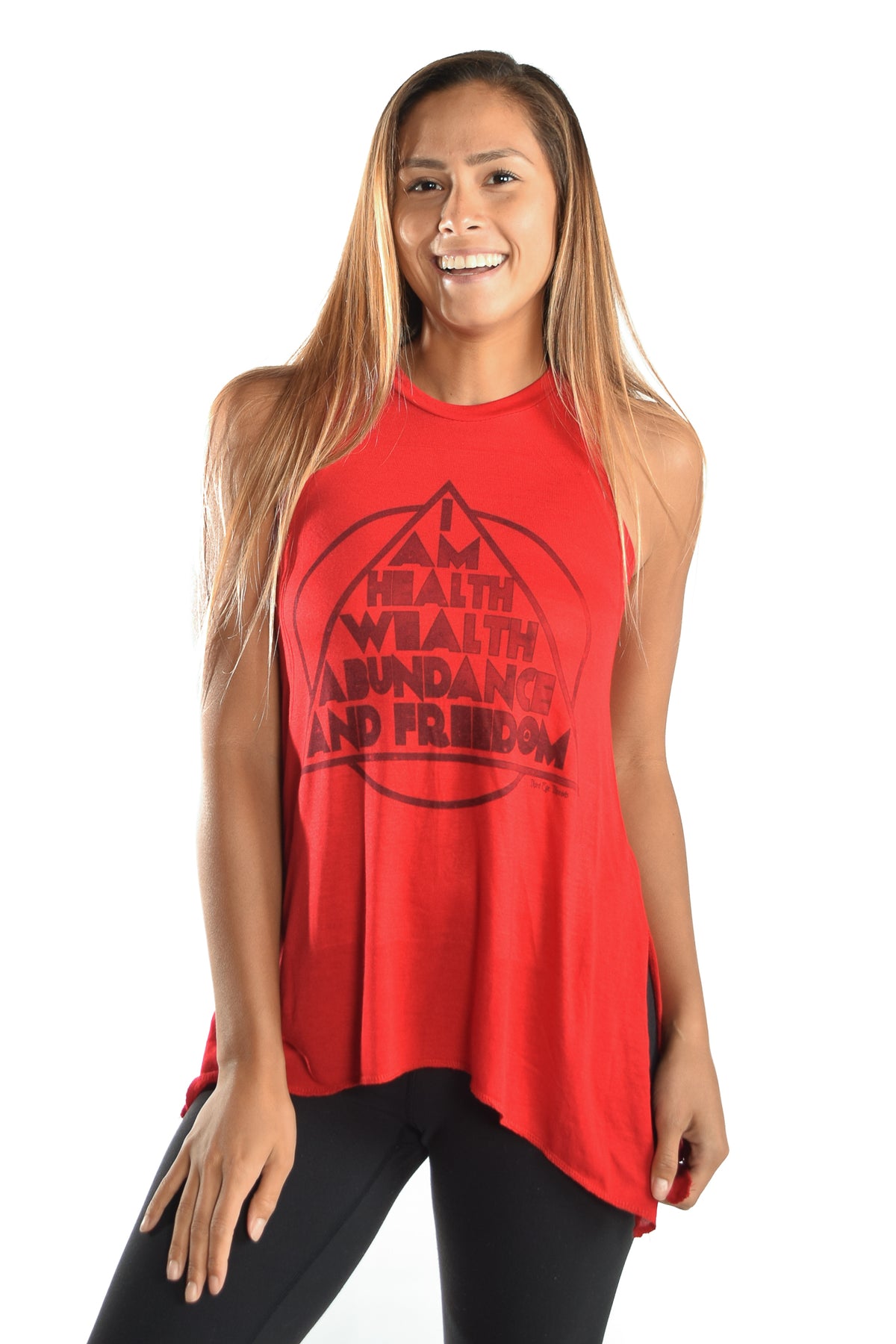 Flowy Shark Bite Sleeveless Tee   &quot;I&#39;AM&quot; - Third Eye Threads
