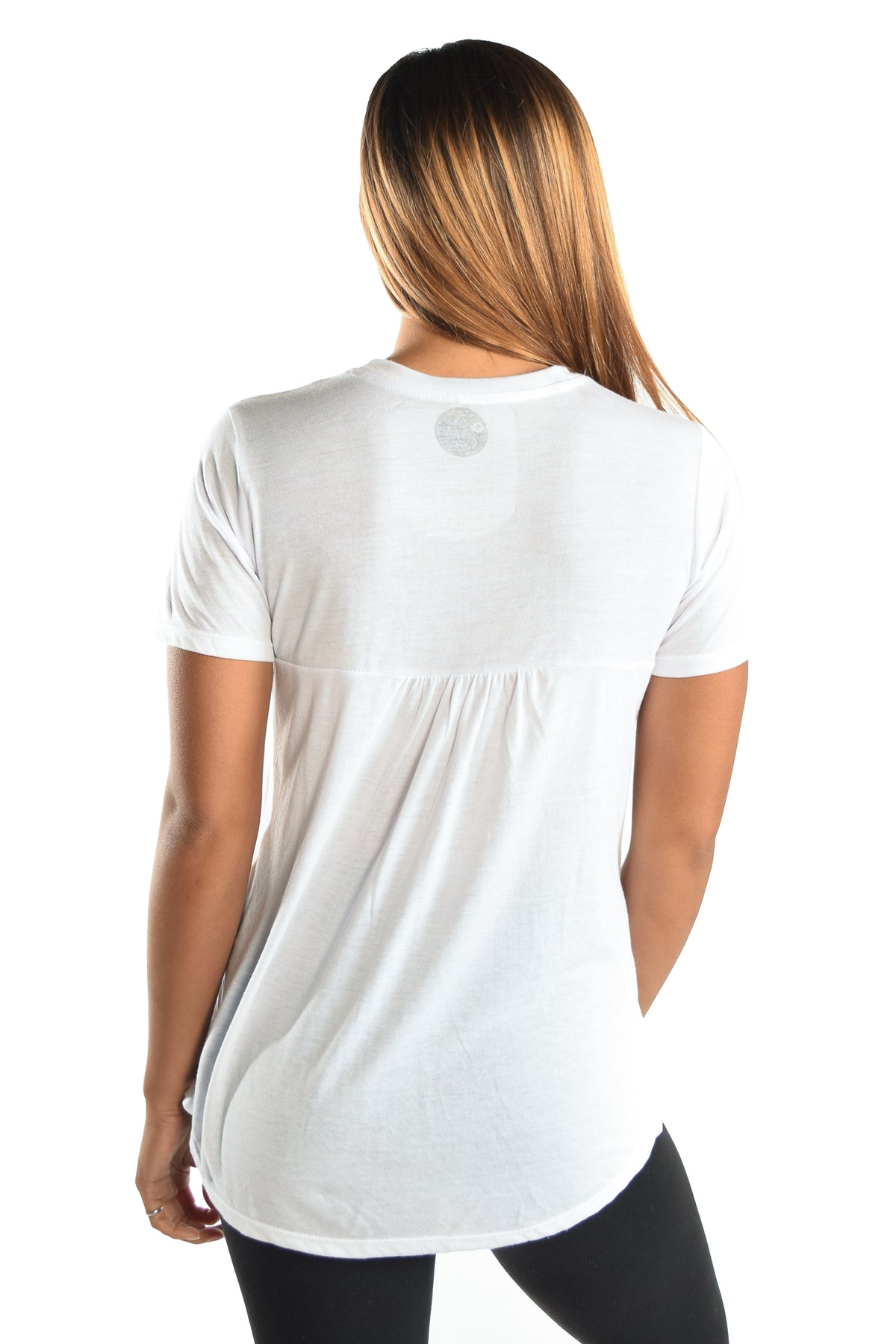 RAINBOW LOVE GANESH ON WOMEN'S WHITE SHORT SLEEVE SHIRRED BACK TEE - Third Eye Threads