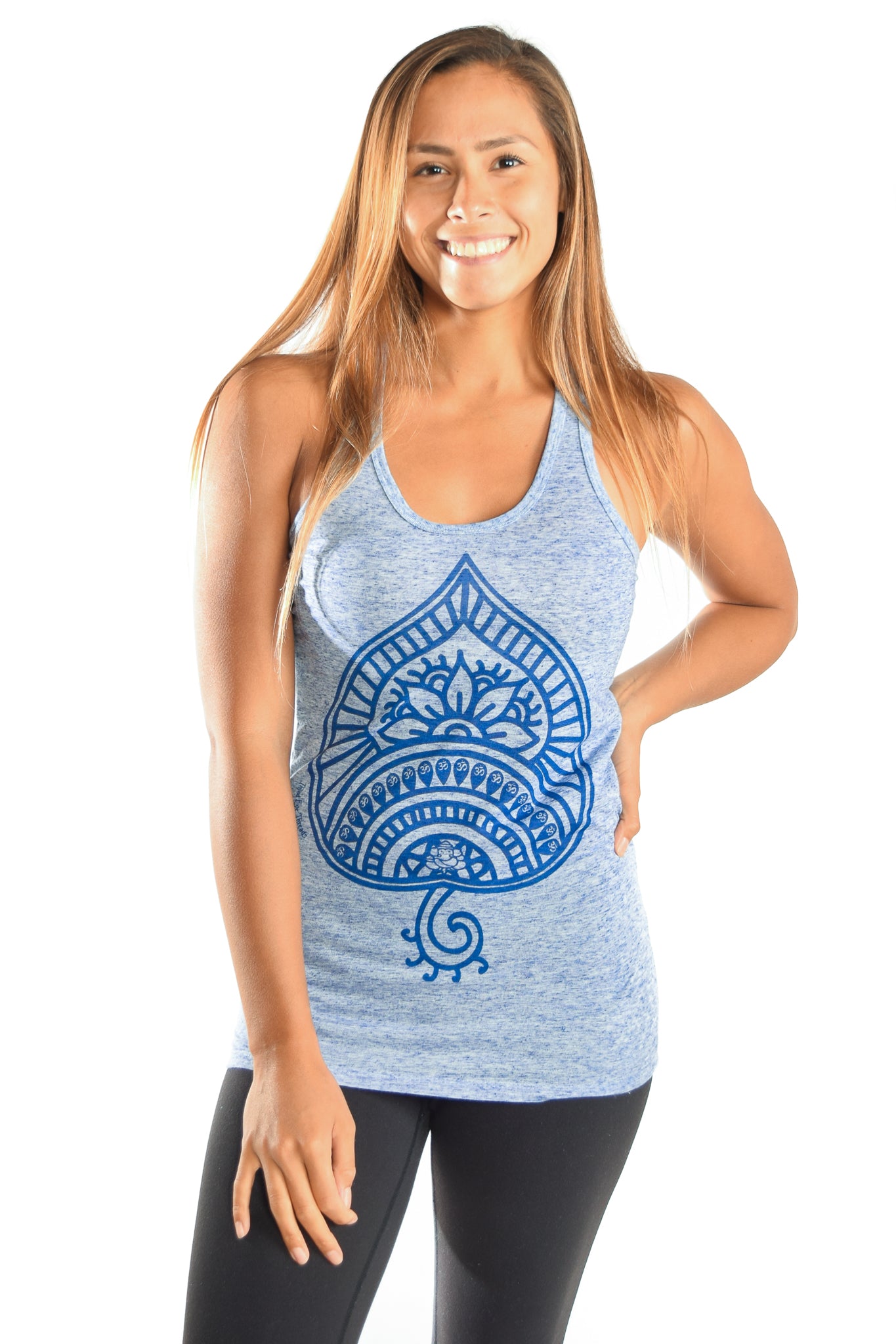 Linen Blueberry Racerback Tank with Blue Auspicious Spade - Third Eye Threads