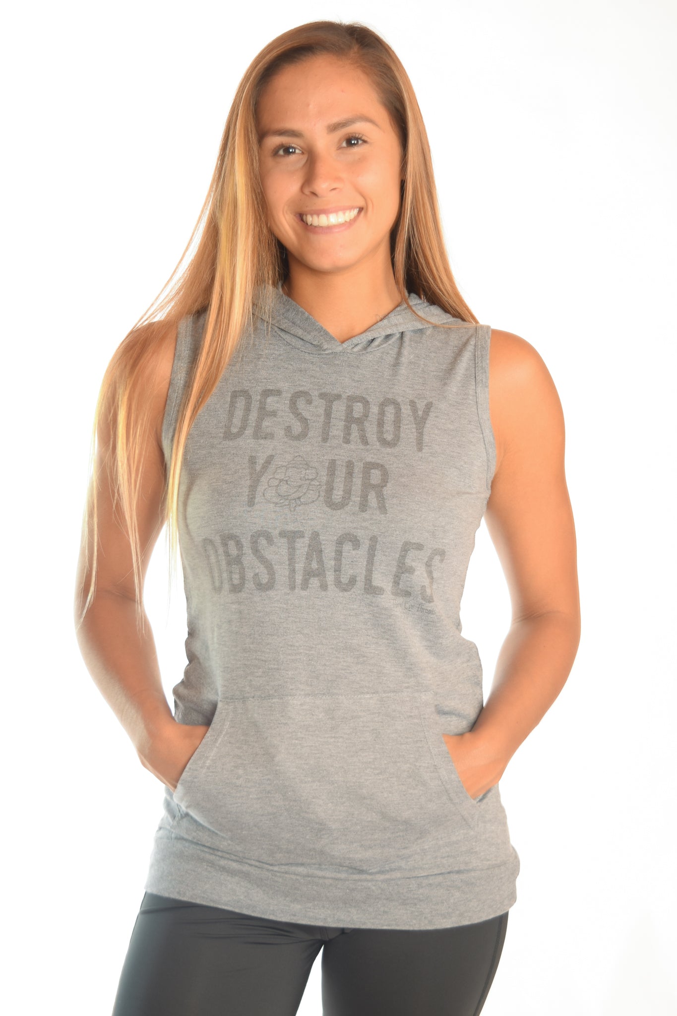 Sleeveless Triblend Hoodie  With Destroy Your Obstacles - Third Eye Threads