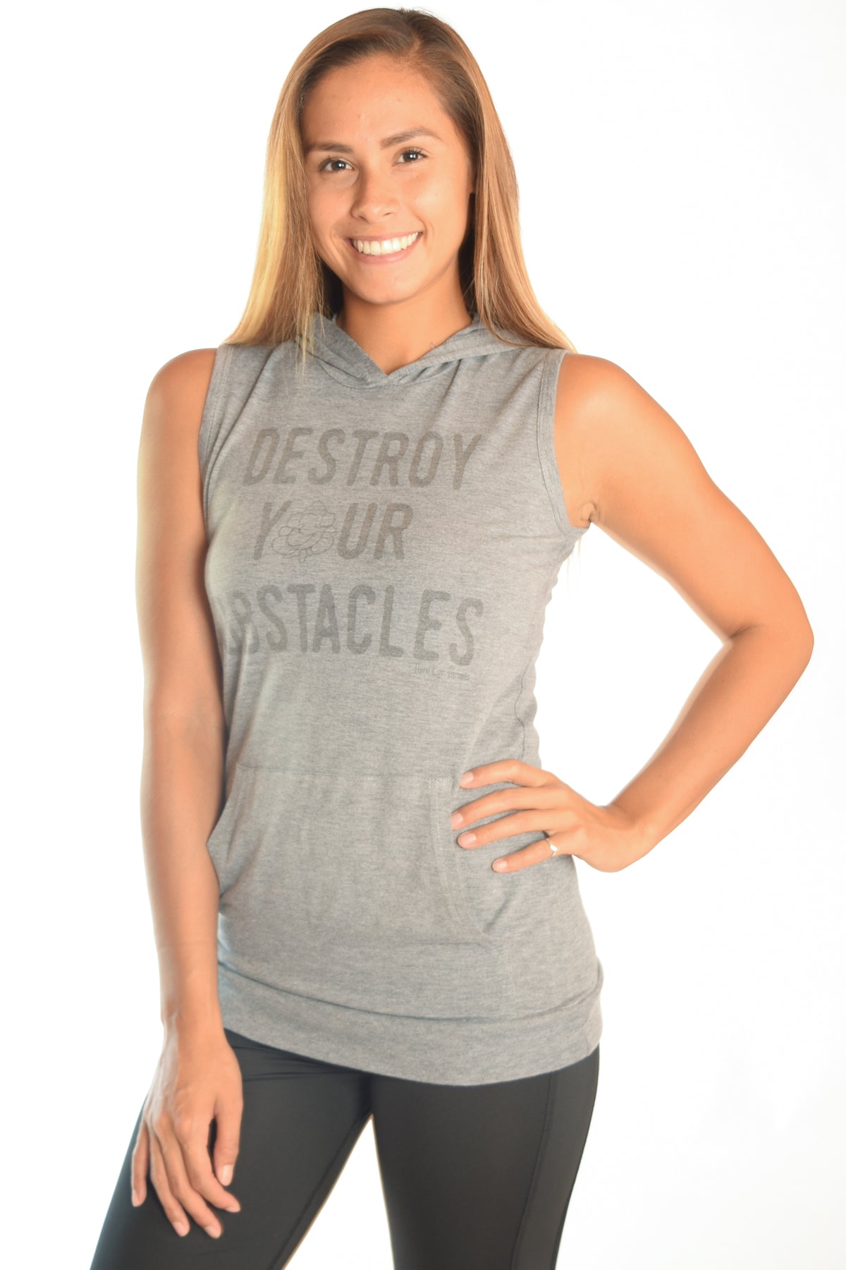 Sleeveless Triblend Hoodie  With Destroy Your Obstacles - Third Eye Threads