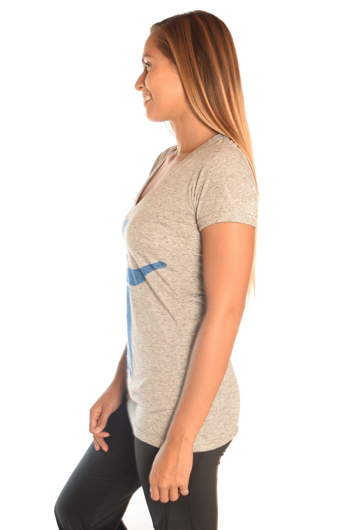 Light Heather Gray V-Neck with Tibetan Om - Third Eye Threads