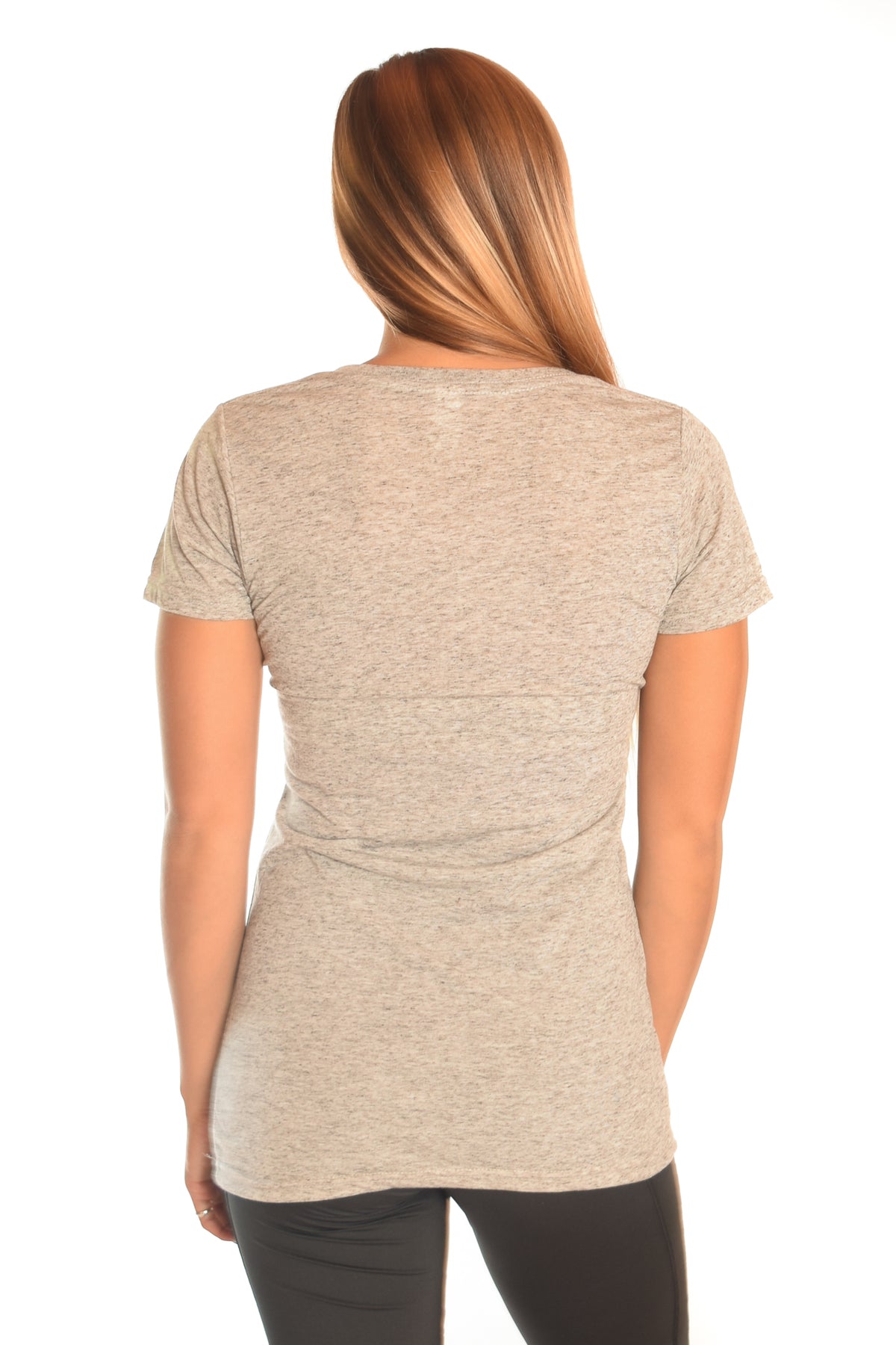 Light Heather Gray V-Neck with Tibetan Om - Third Eye Threads