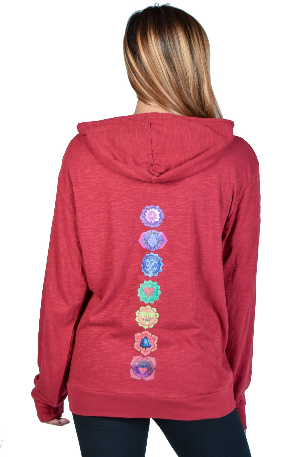 Long Sleeve Zip Up Chakra Hoodie - Third Eye Threads