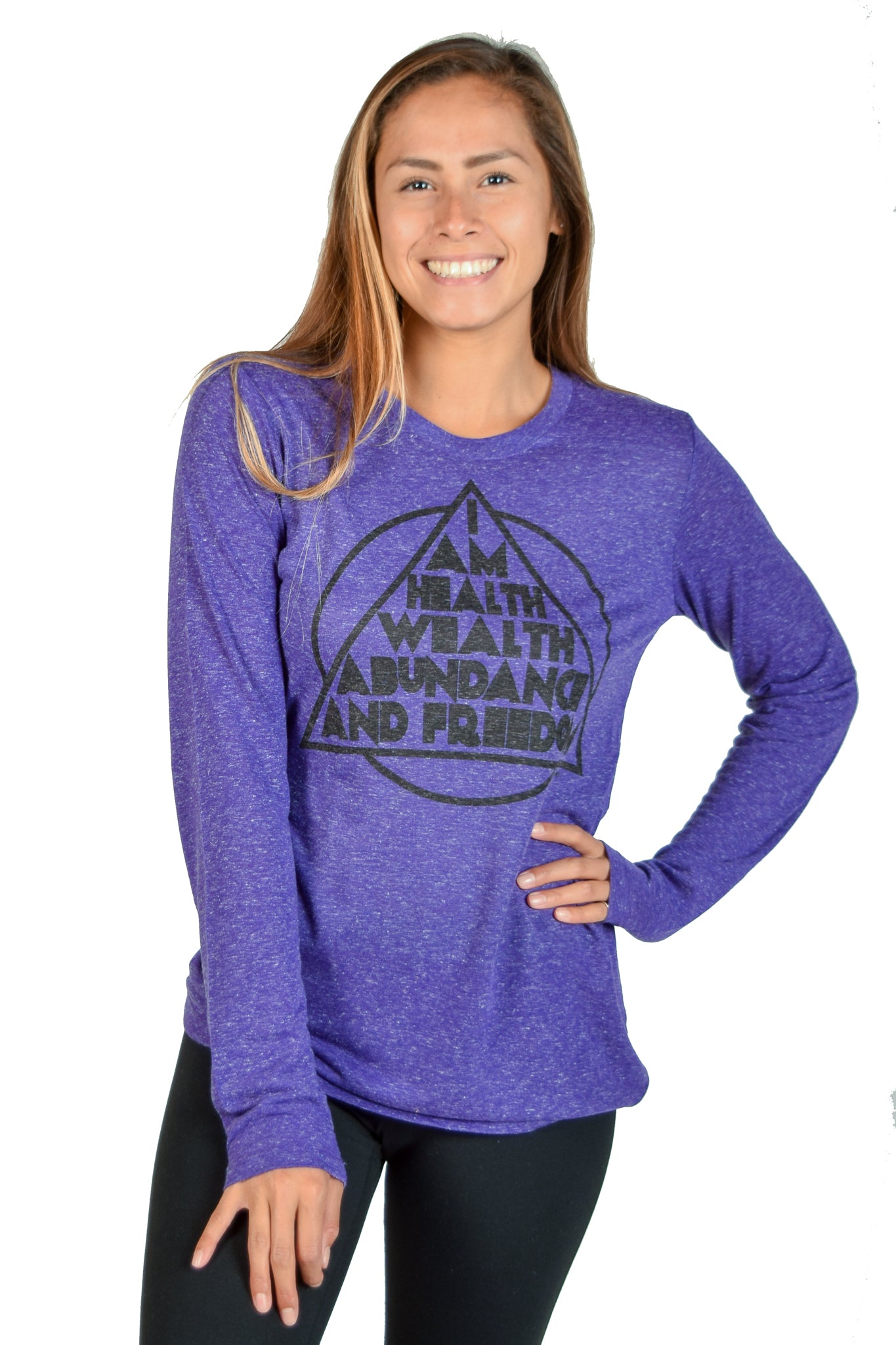 "I am" Linen Blend on Long Sleeve Crew Neck - Third Eye Threads