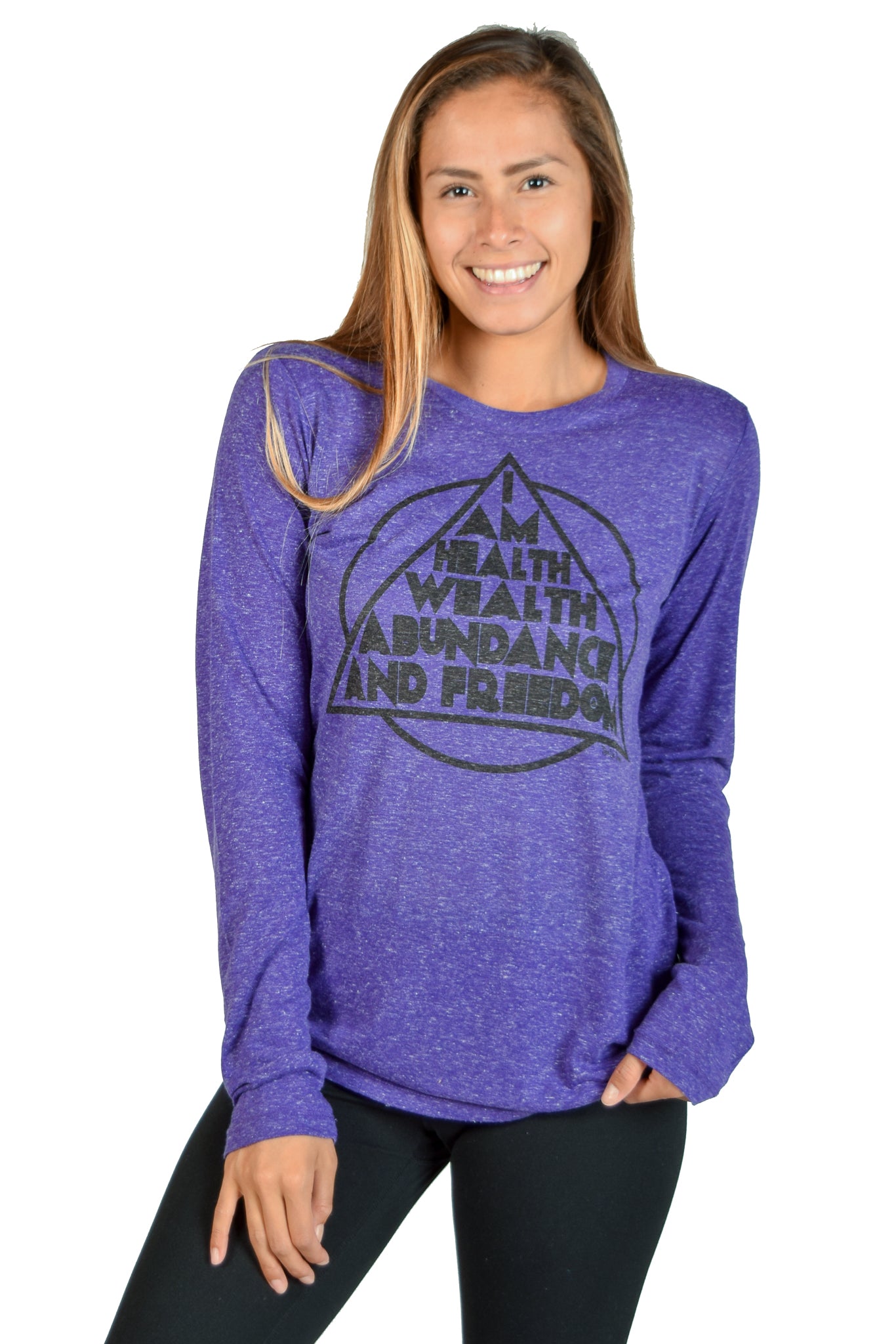 "I am" Linen Blend on Long Sleeve Crew Neck - Third Eye Threads