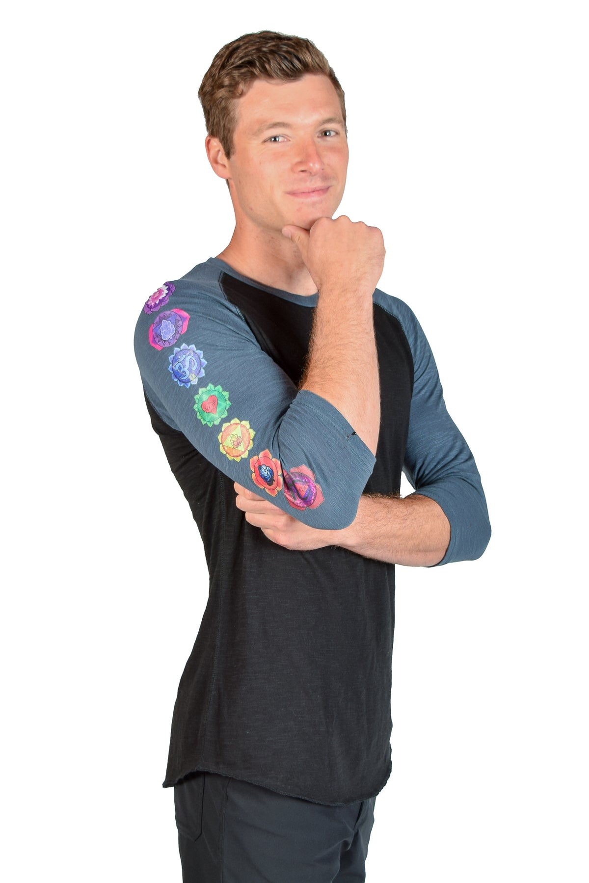 Full Chakra 3/4 Sleeve Slub Raglan Crew - Third Eye Threads