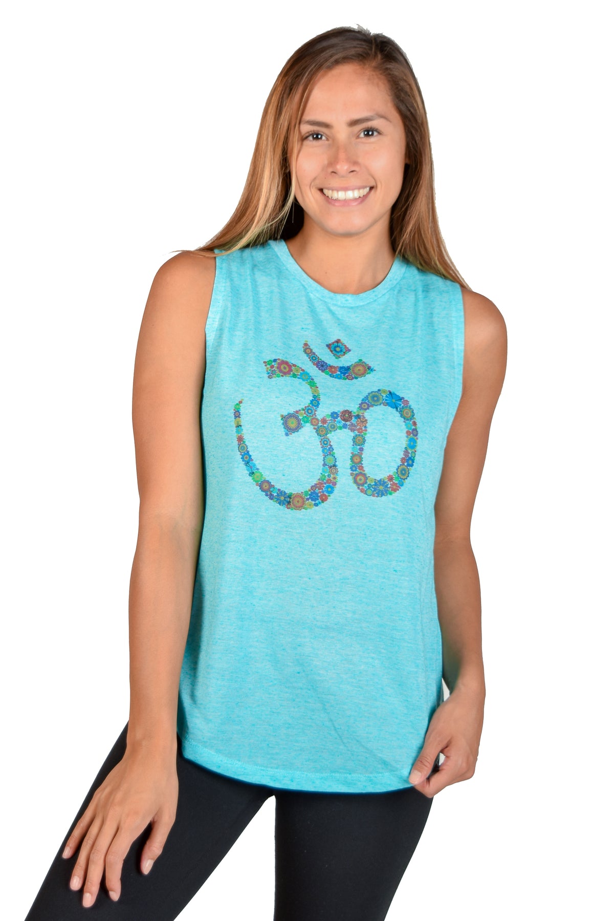 Linen Boyfriend Tee with 70's Flower Om - Third Eye Threads