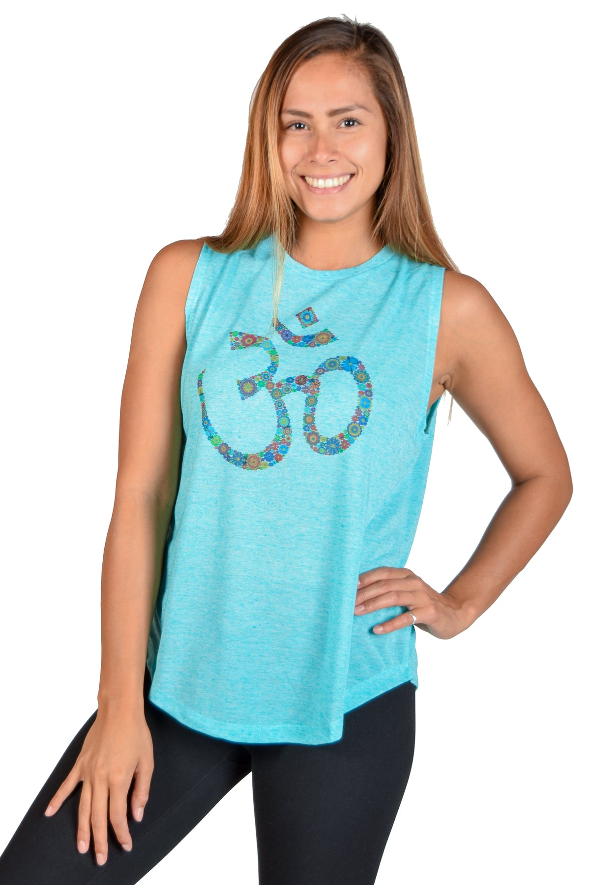 Linen Boyfriend Tee with 70's Flower Om - Third Eye Threads