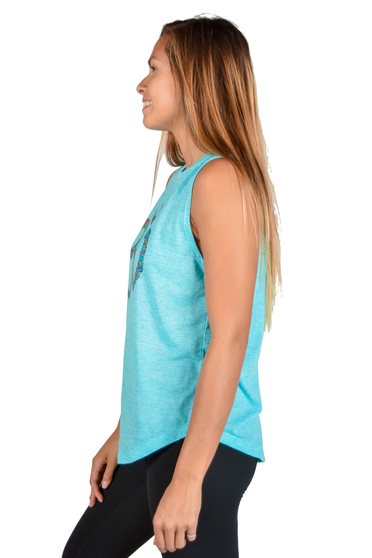 Linen Boyfriend Tee with 70's Flower Om - Third Eye Threads