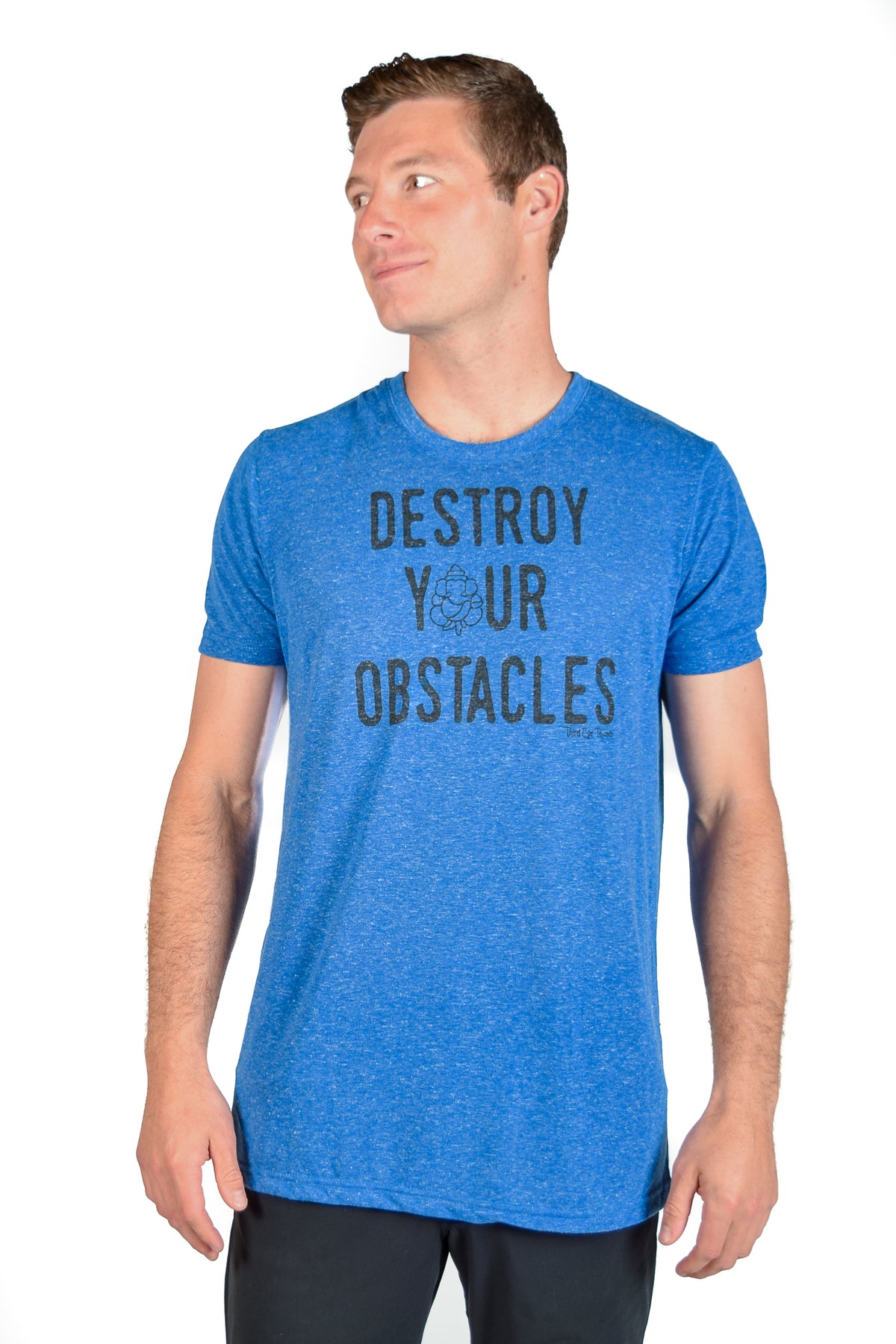 DESTROY YOUR OBSTACLES ON LINEN BLEND CREW NECK - Third Eye Threads