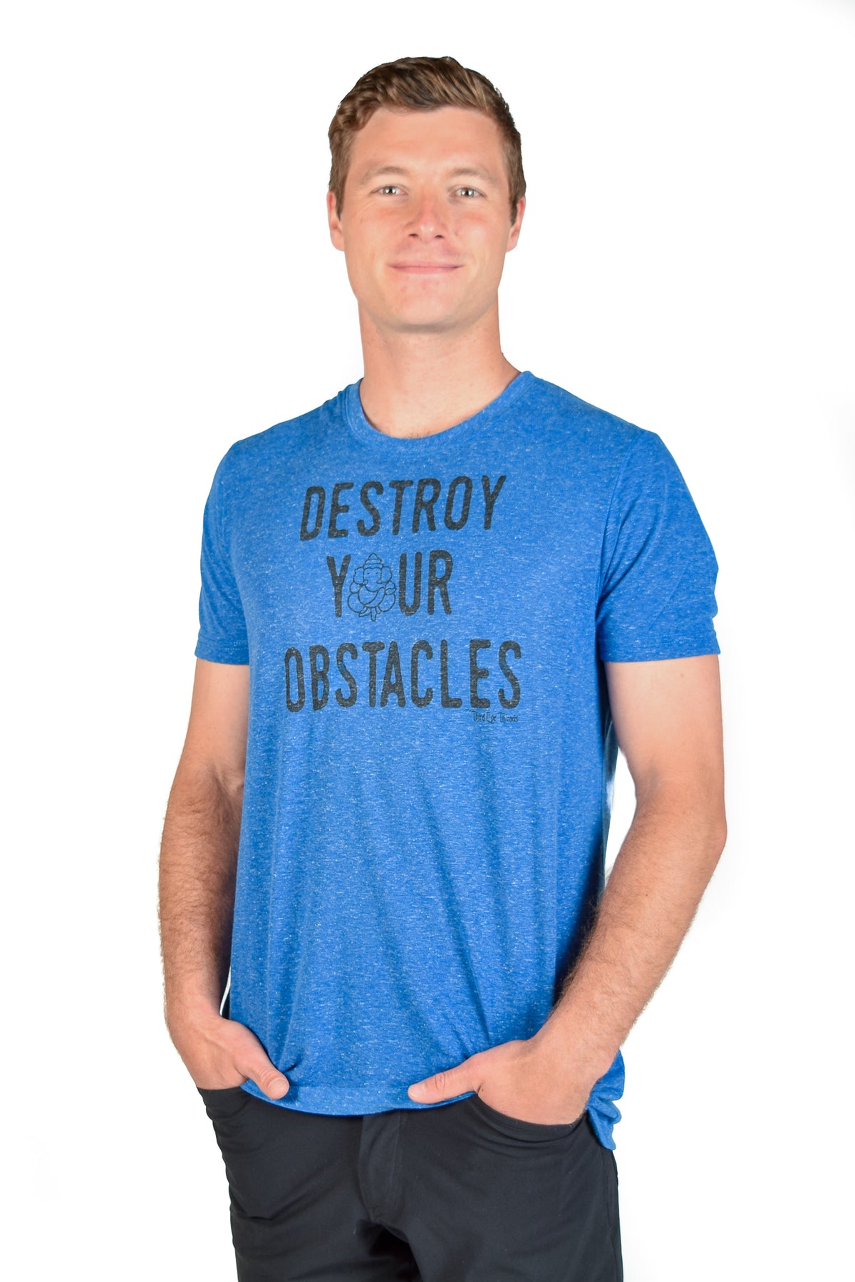 DESTROY YOUR OBSTACLES ON LINEN BLEND CREW NECK - Third Eye Threads