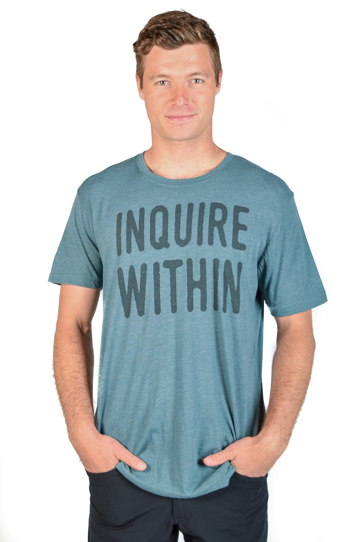 MENS SHORT SLEEVE CREW TEE WITH INQUIRE WITHIN - Third Eye Threads