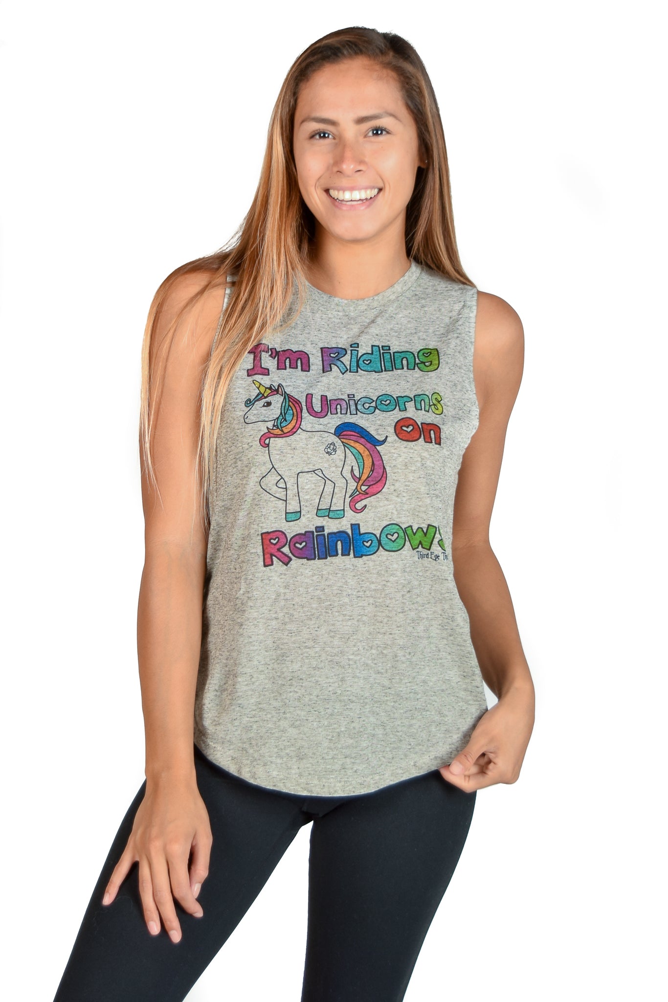 Unicorns on Rainbows Linen Boyfriend Tee - Third Eye Threads