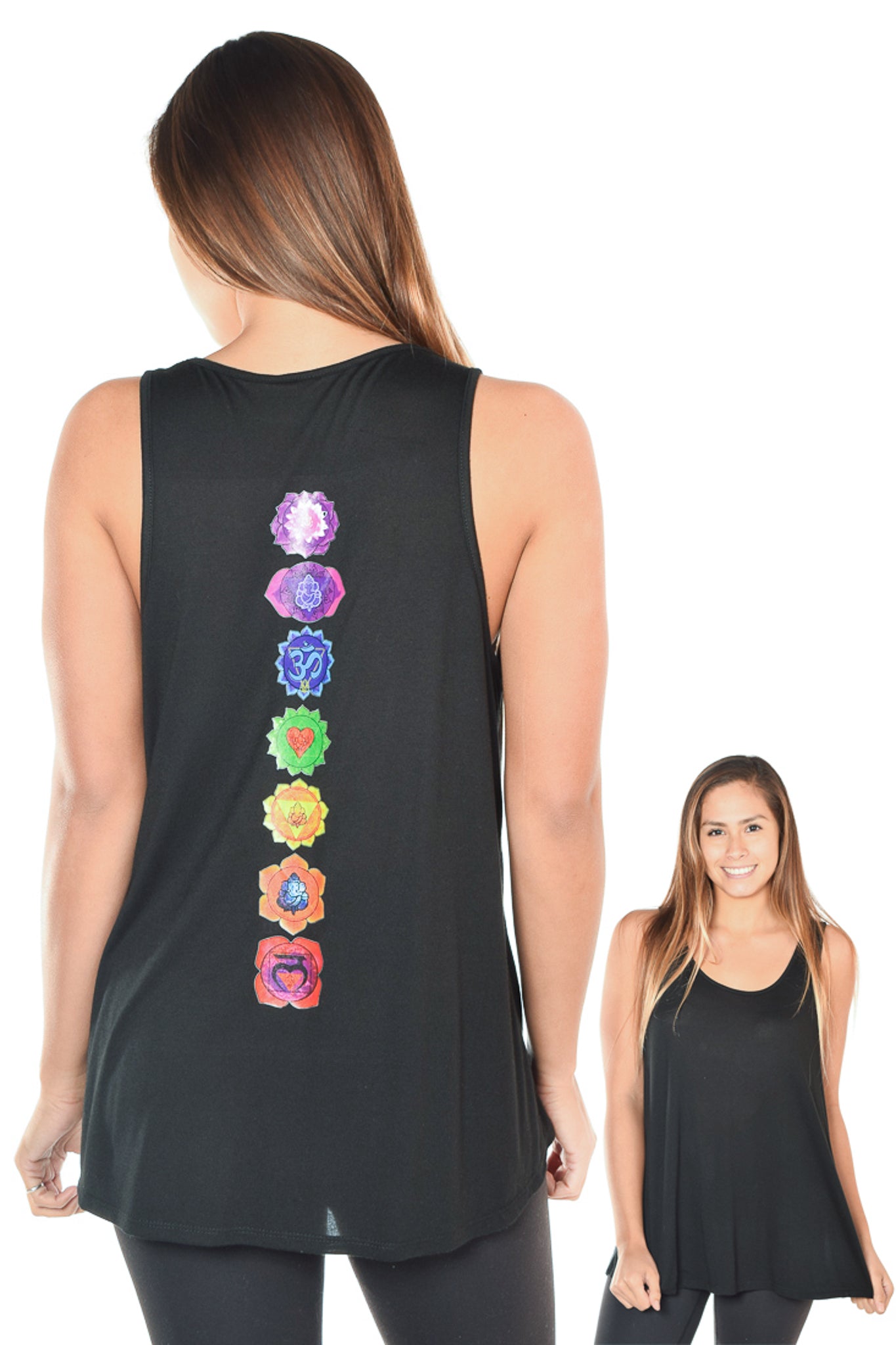 Luxurious Black Modal Tank With Full Chakras - Third Eye Threads