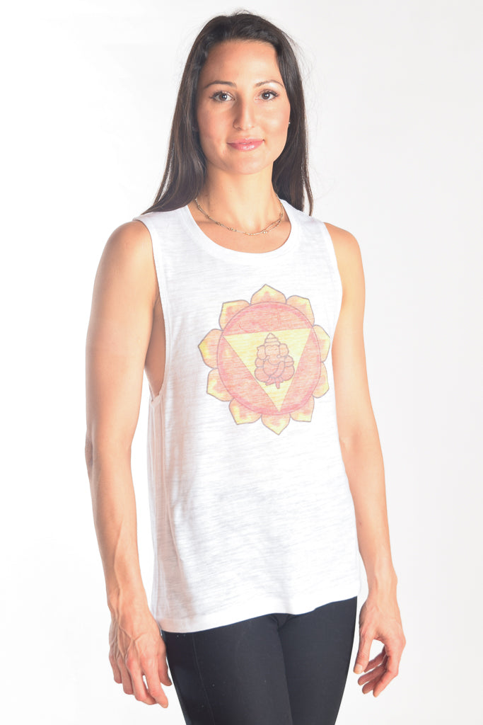 Solar Plexus Chakra on Boyfriend Tank - Third Eye Threads