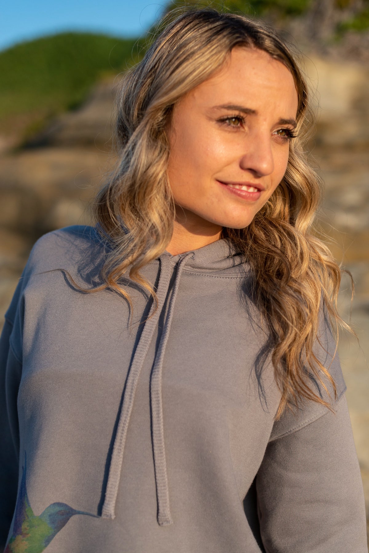 Crop Top Hoodie with Electric Humming Birds - Third Eye Threads