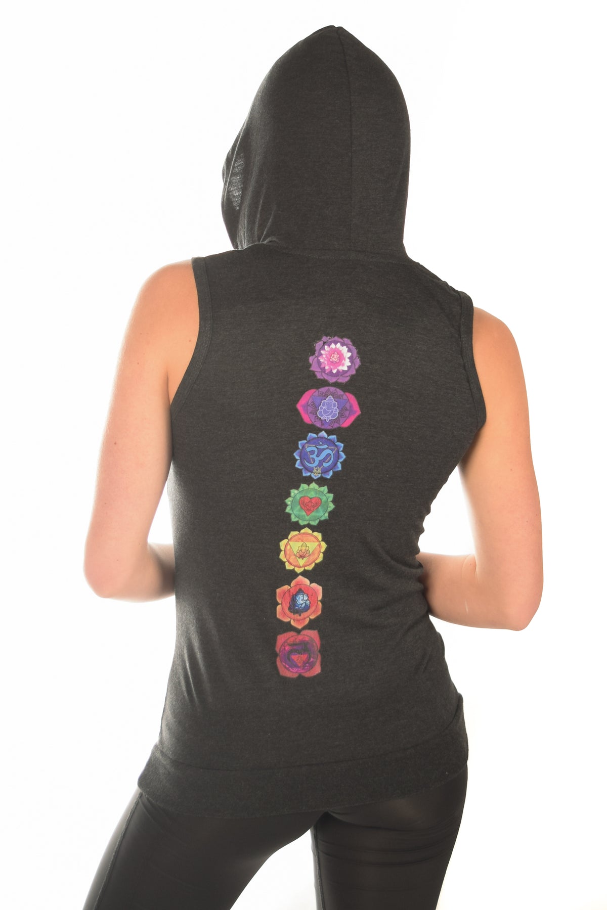 Sleeveless Full Chakra Hoodie - Third Eye Threads
