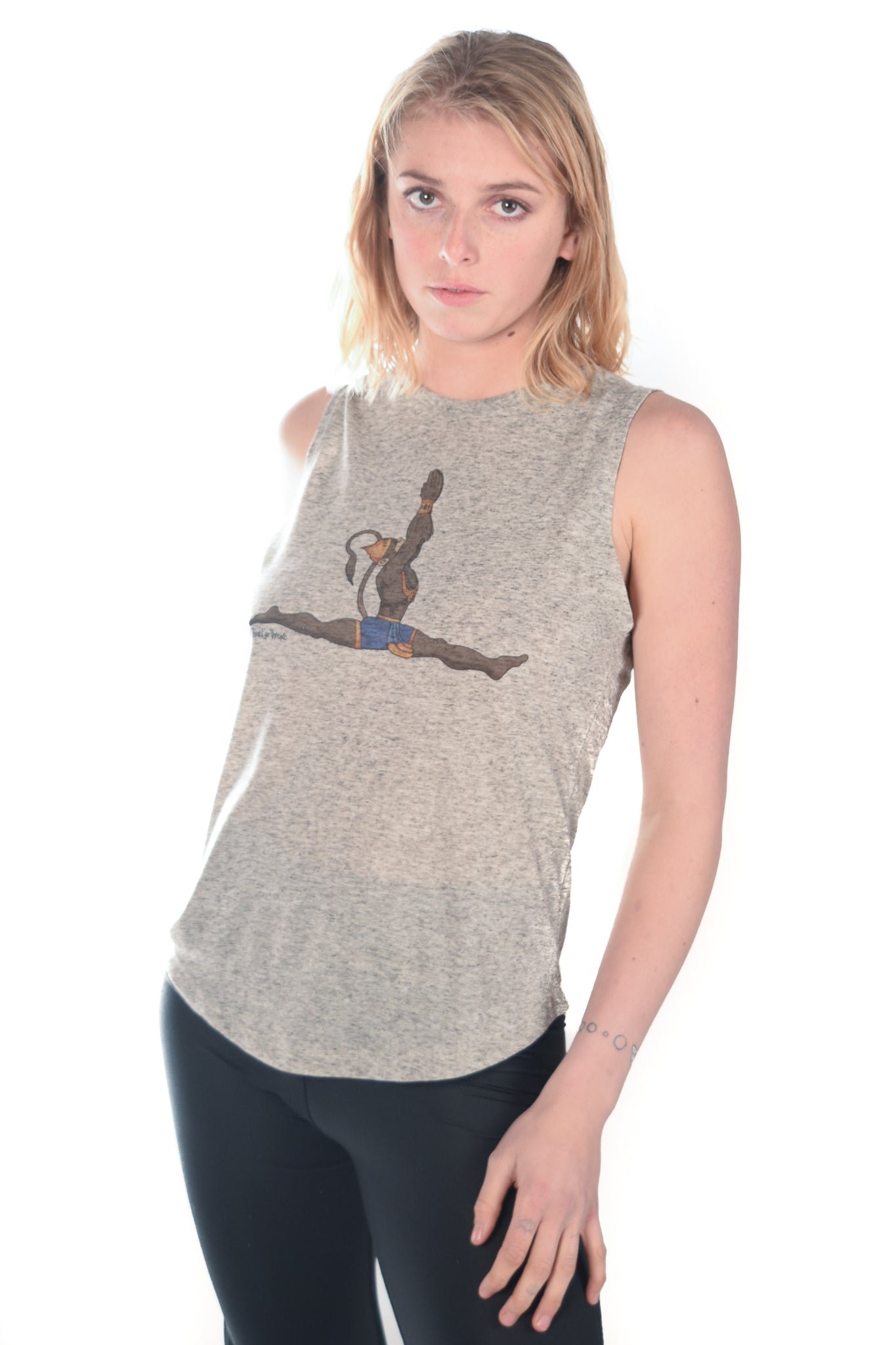 Hanuman Hanumanasana (Splits) On Linen Blend Boyfriend Tee - Third Eye Threads
