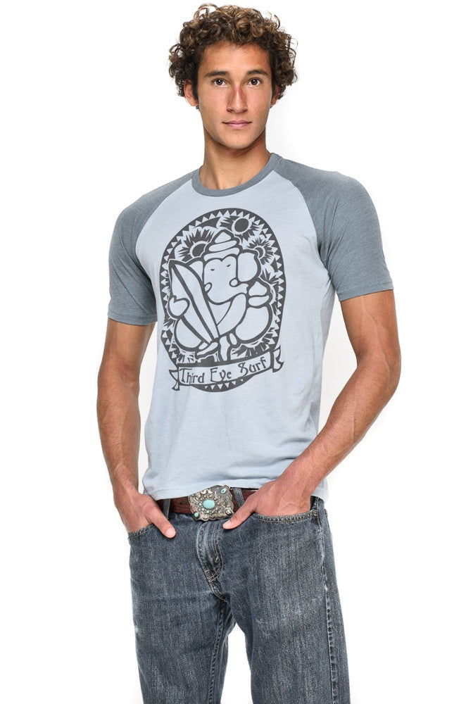 Third Eye Surf on Sky Short Sleeve Raglan - Third Eye Threads