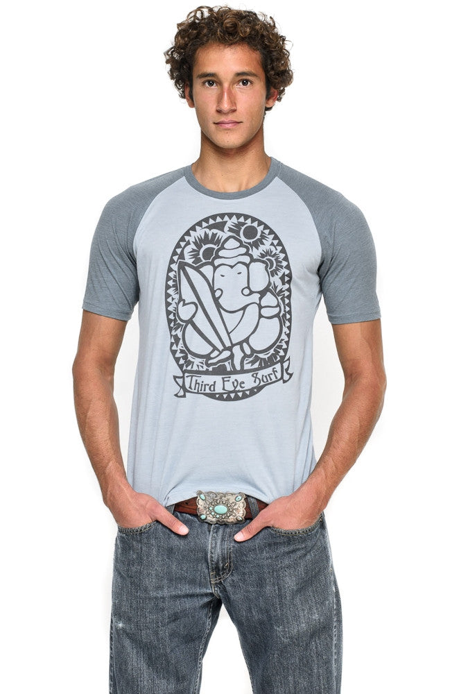 Third Eye Surf on Sky Short Sleeve Raglan - Third Eye Threads