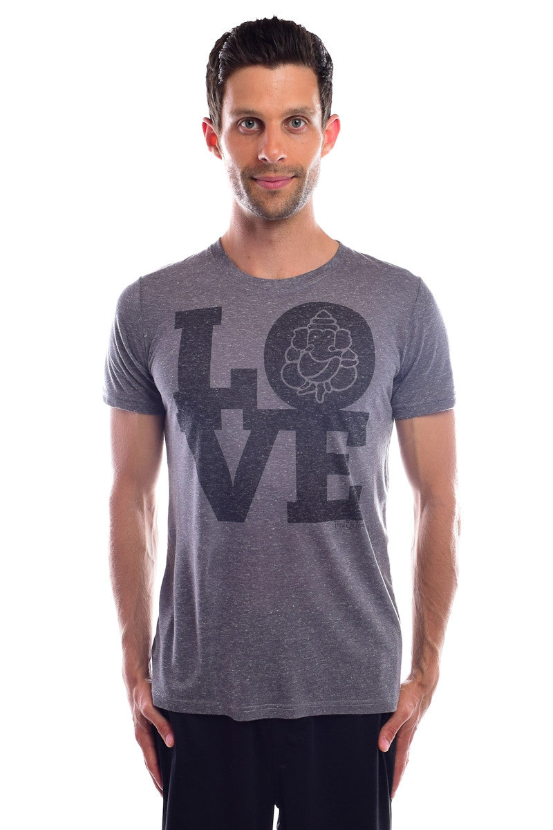Love Ganesh on Ash  Linen Blend Crew Neck - Third Eye Threads