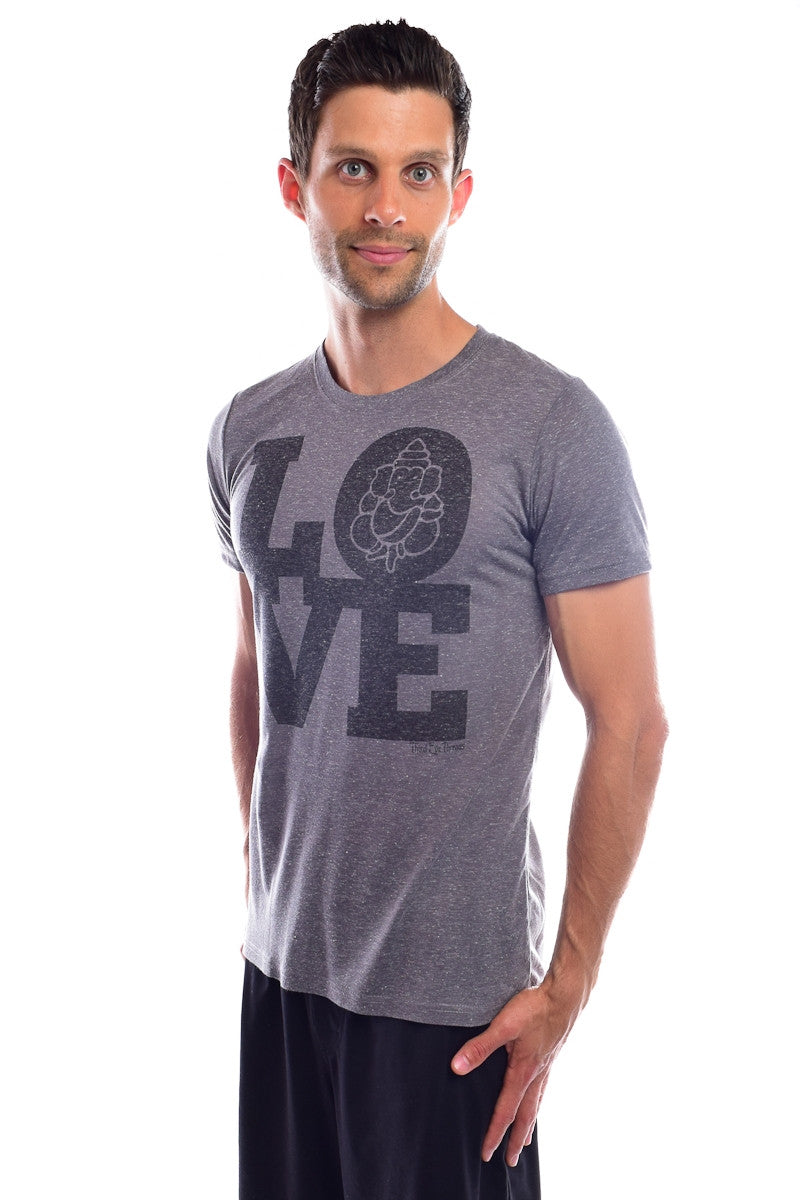 Love Ganesh on Ash  Linen Blend Crew Neck - Third Eye Threads