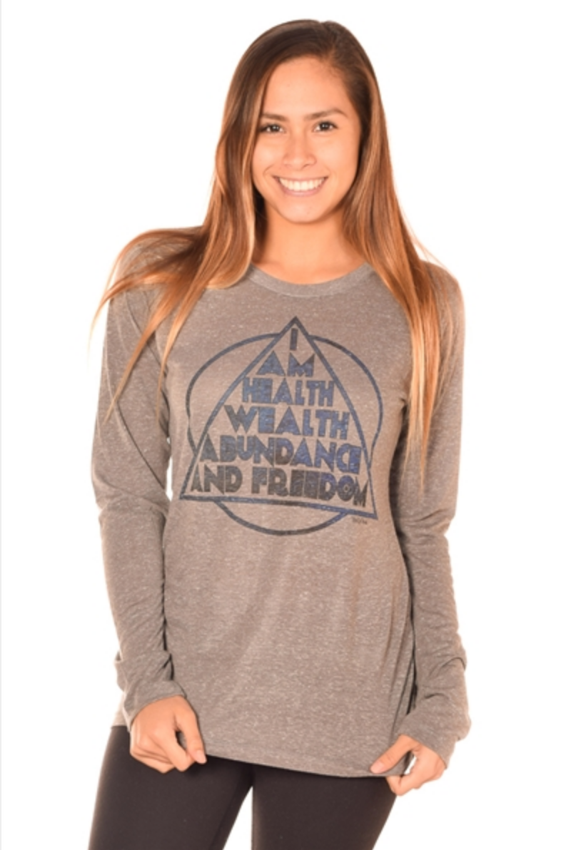 "I am" Linen Blend on Long Sleeve Crew Neck - Third Eye Threads