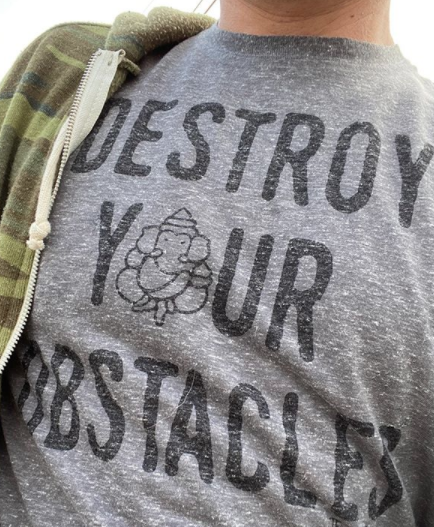 DESTROY YOUR OBSTACLES ON LINEN BLEND CREW NECK - Third Eye Threads