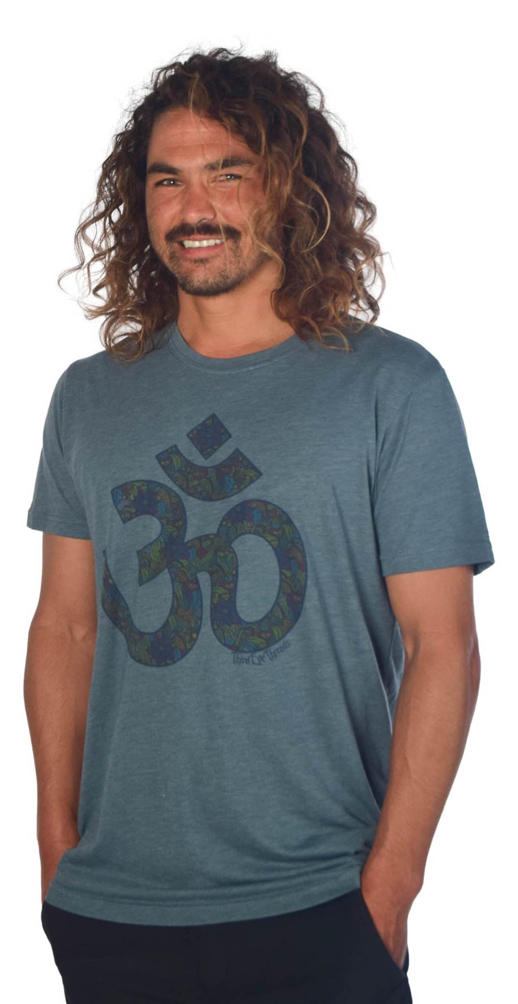 Paisley Om on Short Sleeve Crew Neck Tee - Third Eye Threads