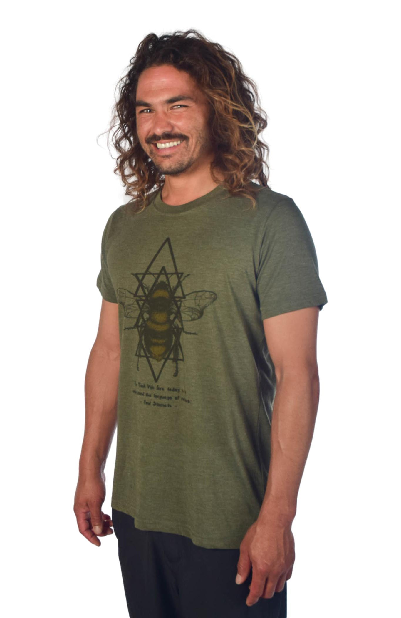 Paul Stamets Inspired Sacred Geometry Bees On Tri Blend Crew Neck Tee - Third Eye Threads