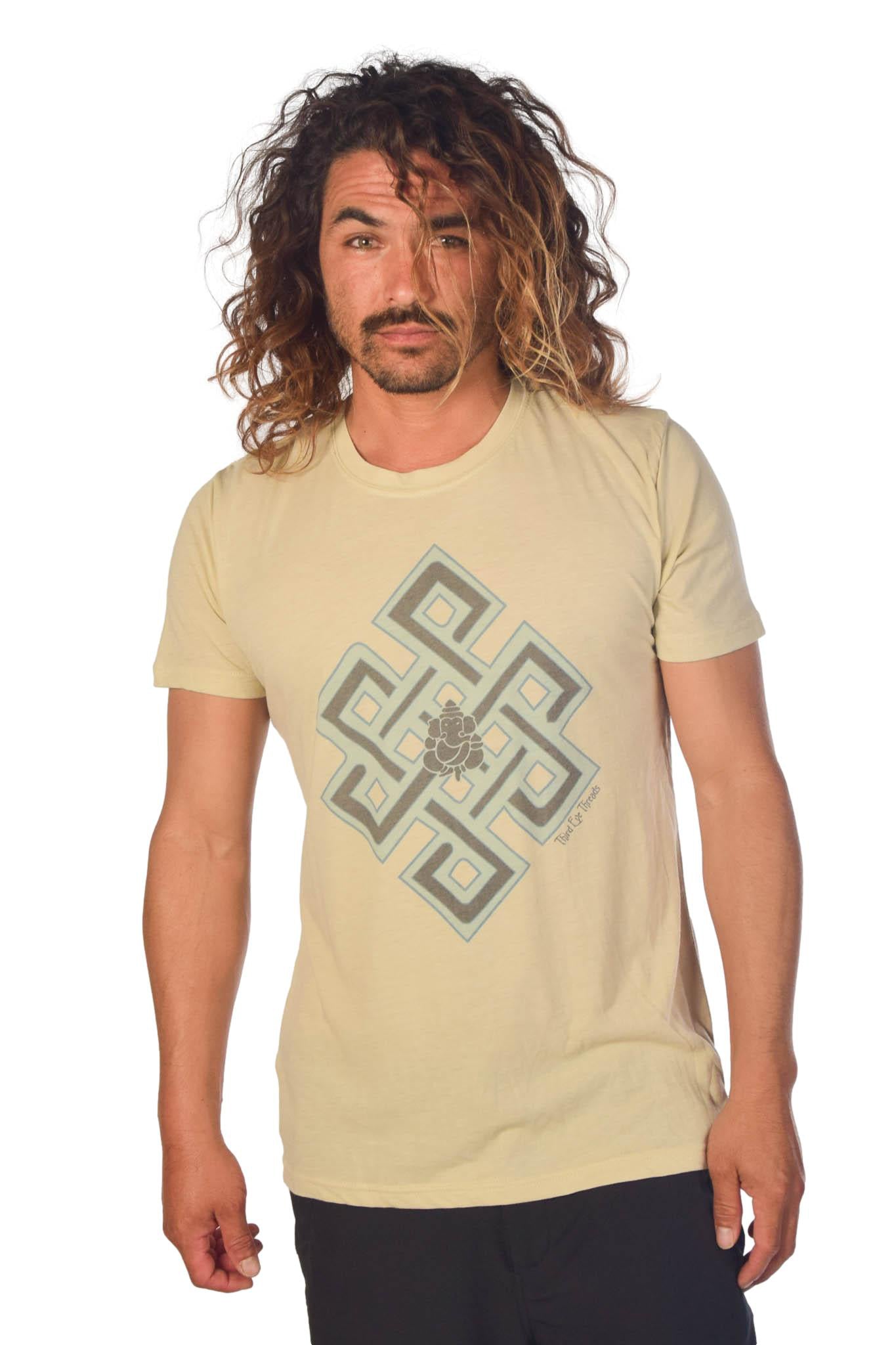Tibetan Infinity Knot on Short Sleeve Crew Neck Tee - Third Eye Threads