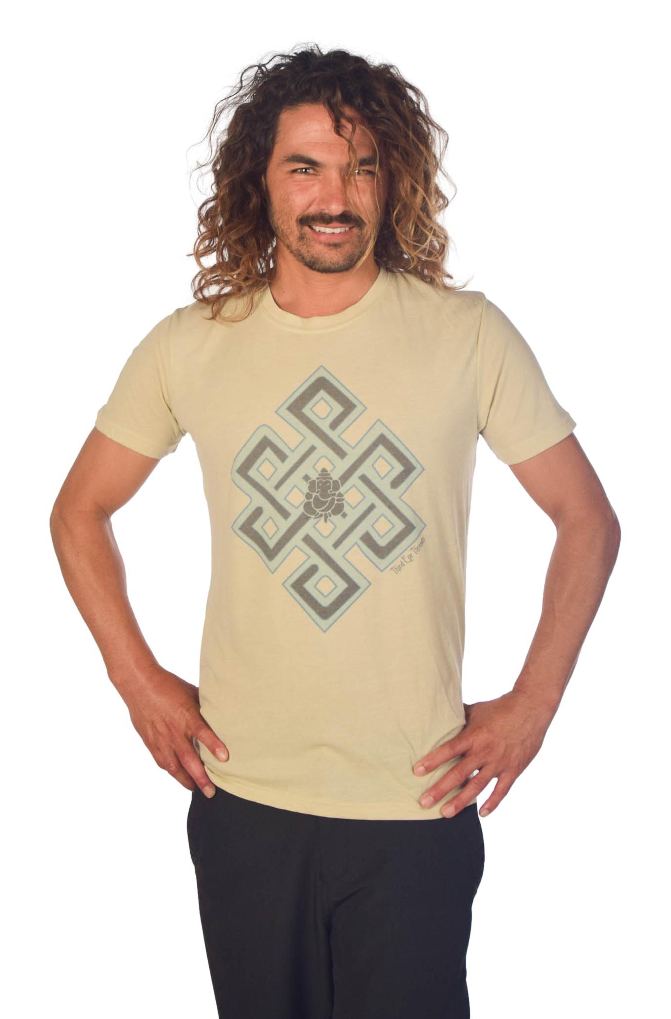 Tibetan Infinity Knot on Short Sleeve Crew Neck Tee - Third Eye Threads