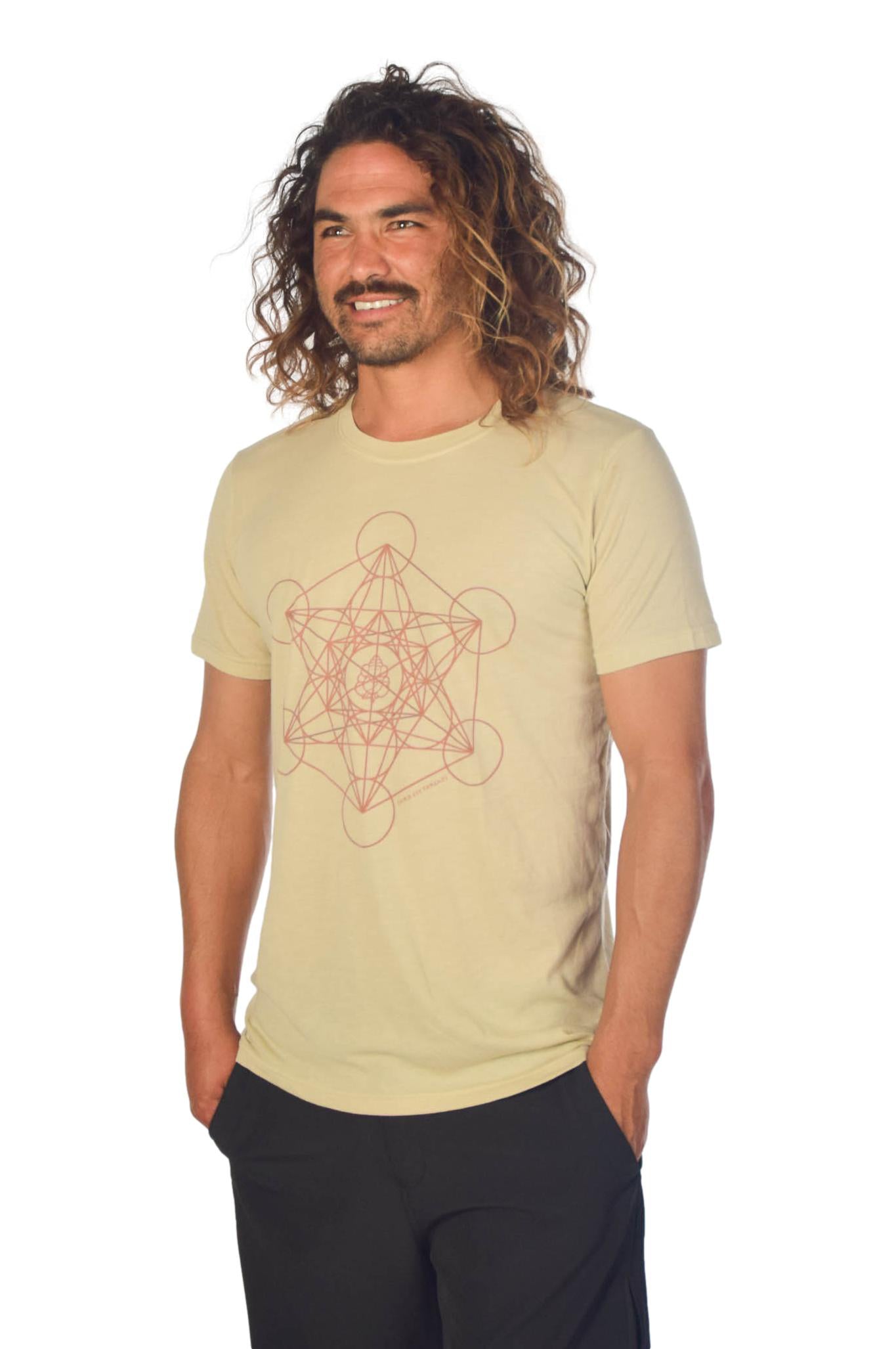 Metatron's Cube on Short Sleeve Crew Neck Tee - Third Eye Threads