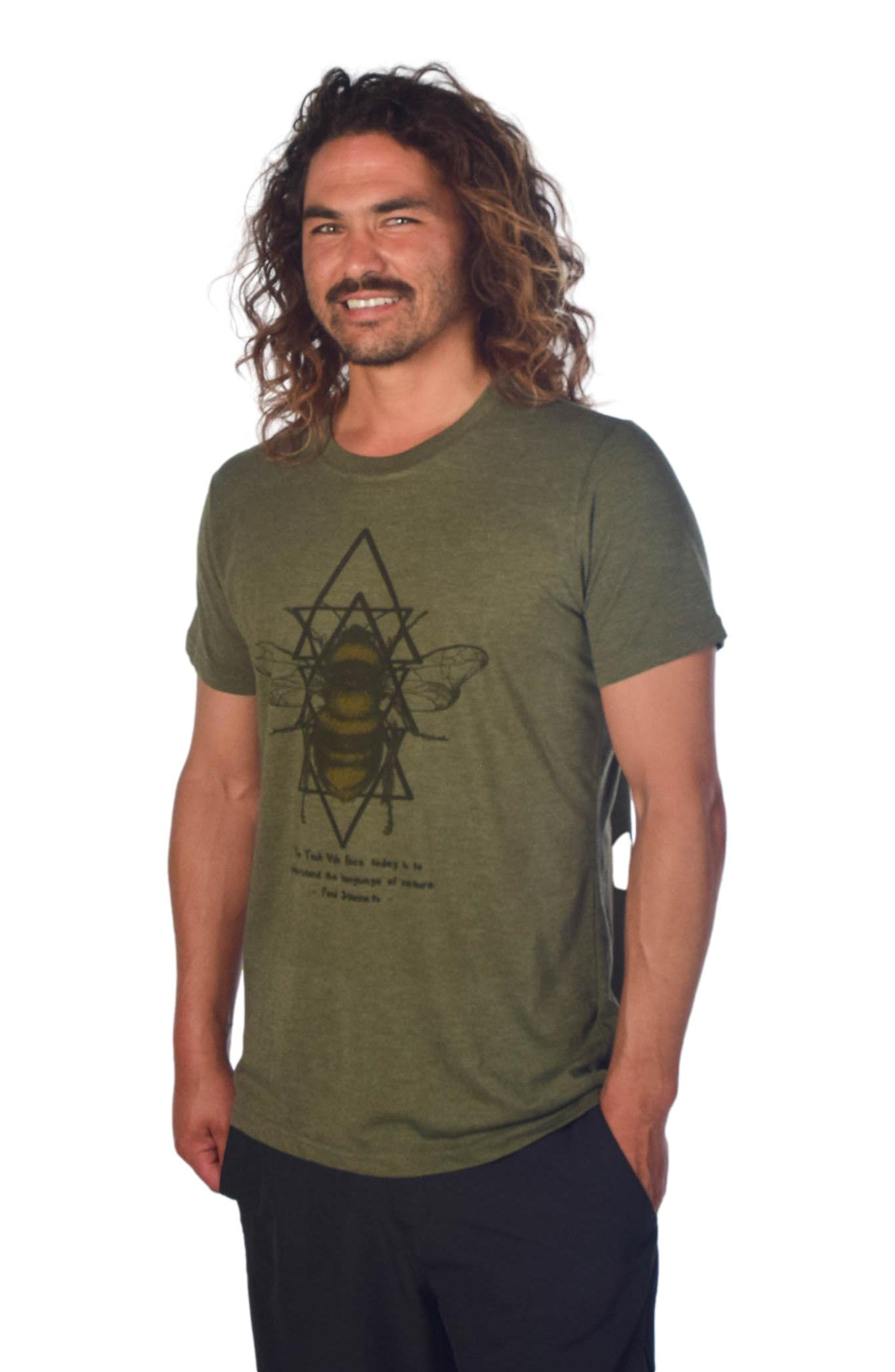 Paul Stamets Inspired Sacred Geometry Bees On Tri Blend Crew Neck Tee - Third Eye Threads