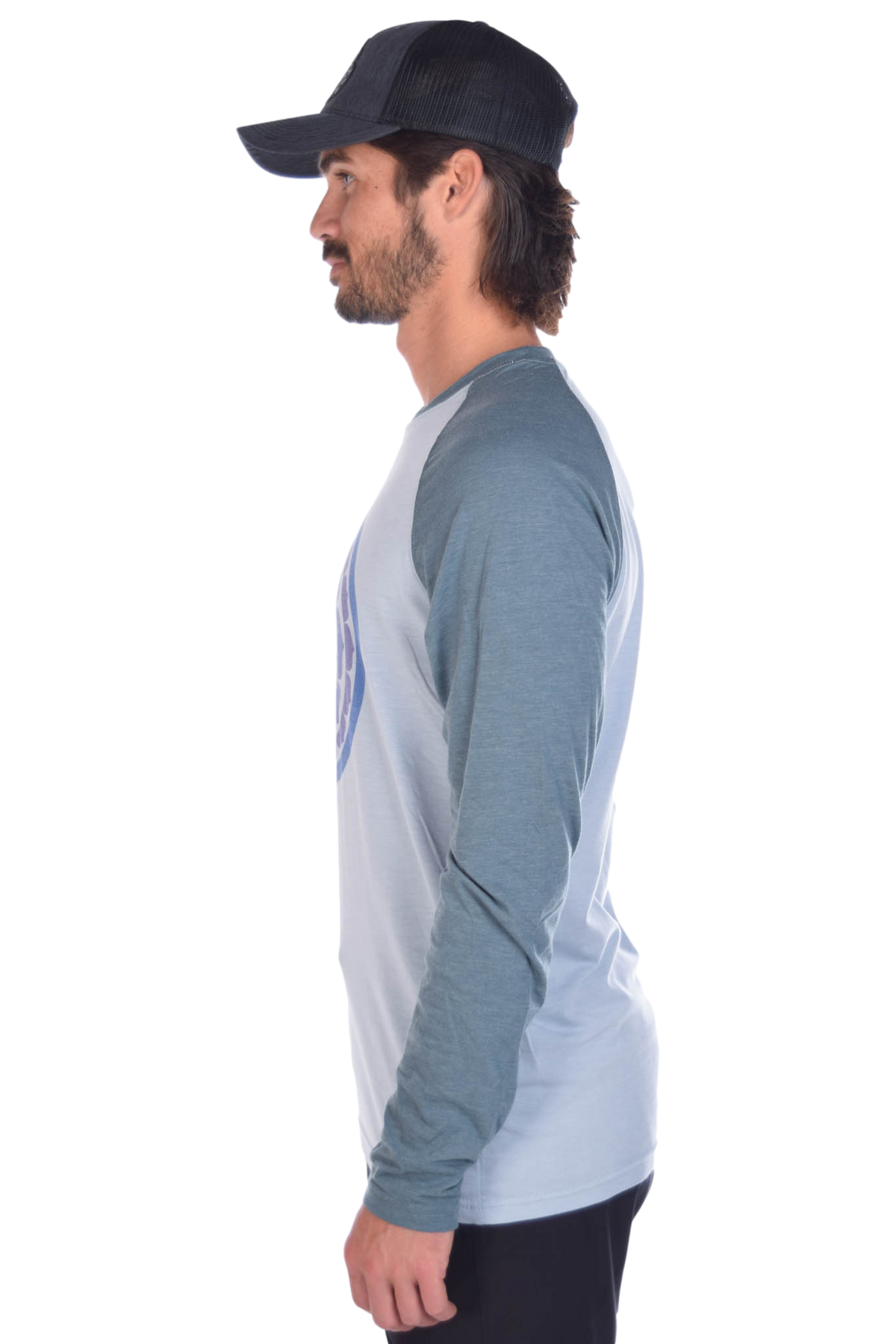 Sri Yantra on Long-Sleeve Men's Raglan - Third Eye Threads