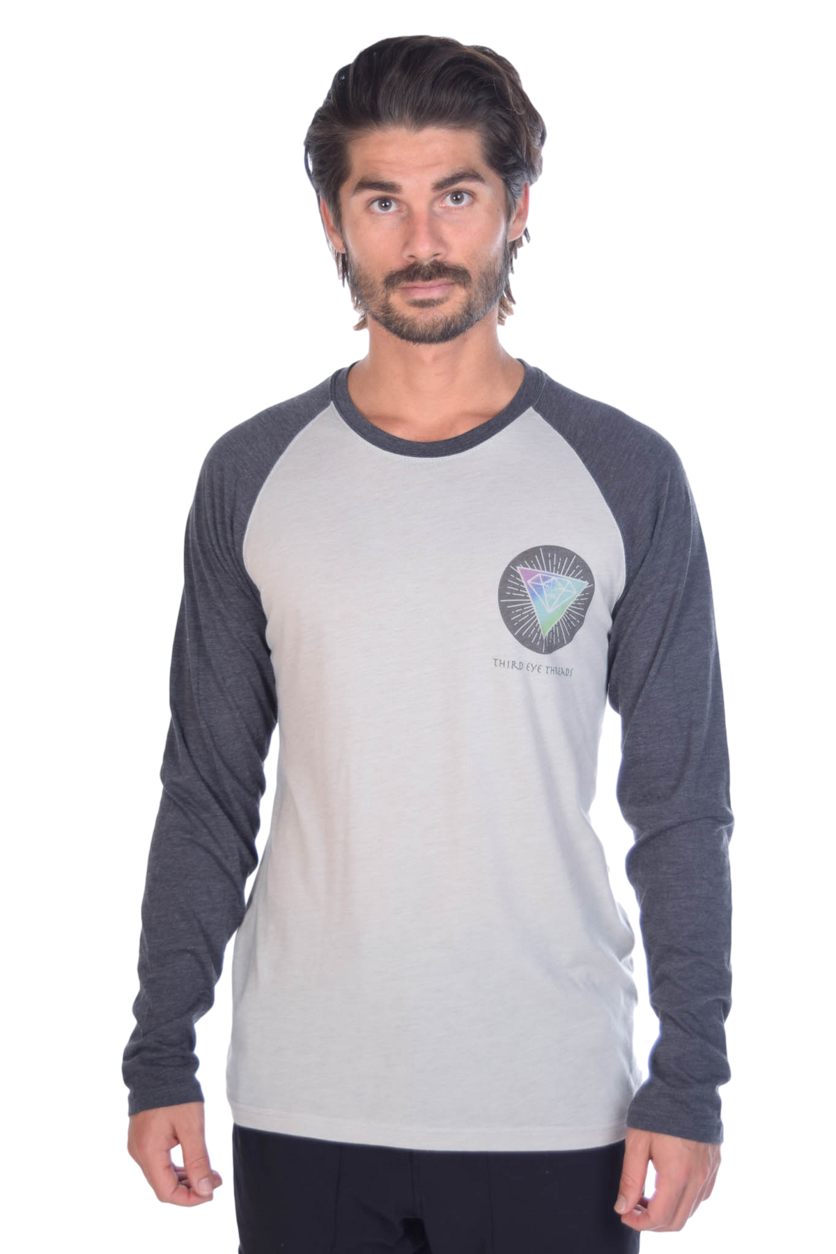 Rainbow Crystal Vibration Diamond Ganesh on Long-Sleeve Men's Raglan