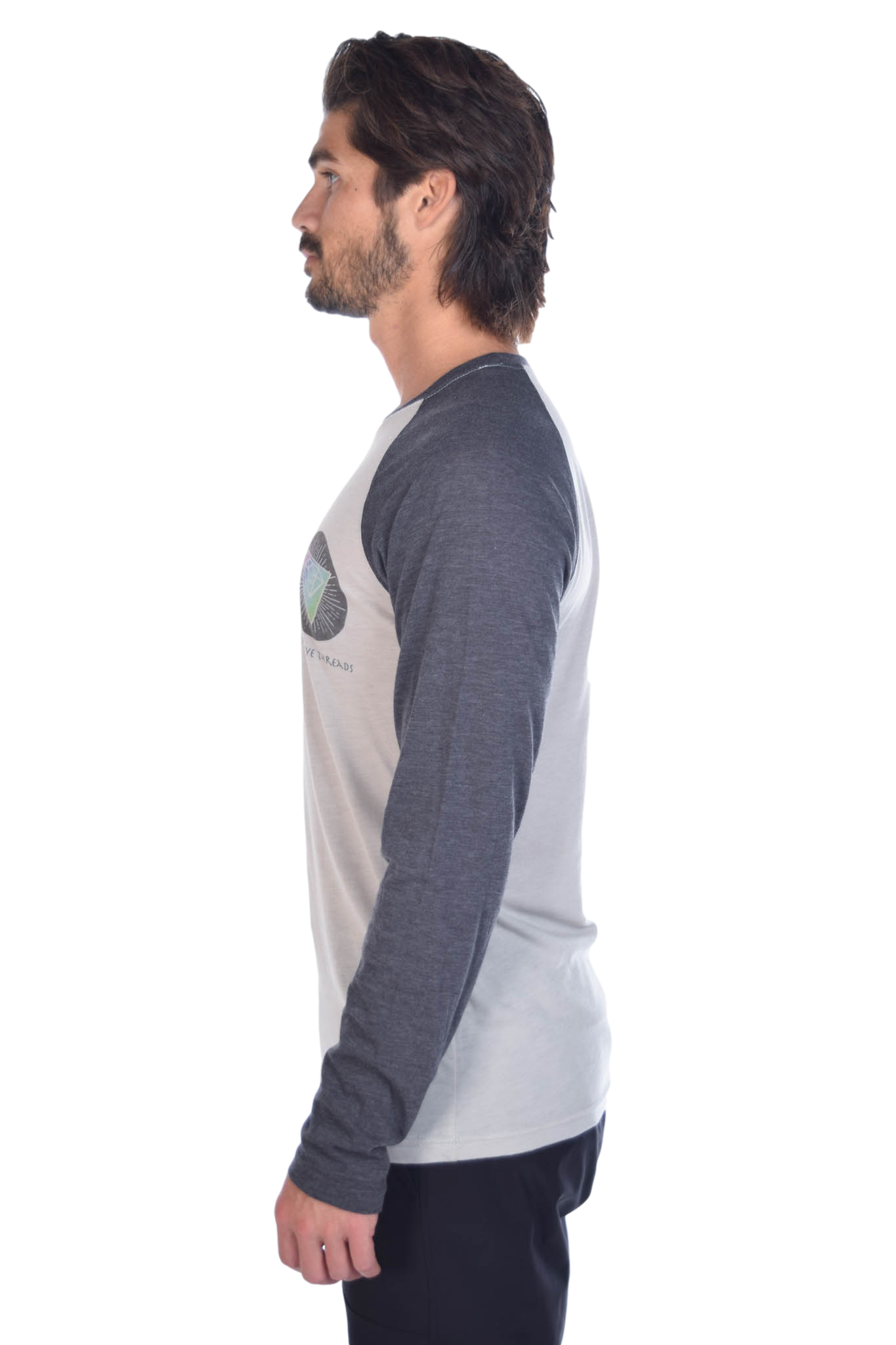 Rainbow Crystal Vibration Diamond Ganesh on Long-Sleeve Men's Raglan - Third Eye Threads