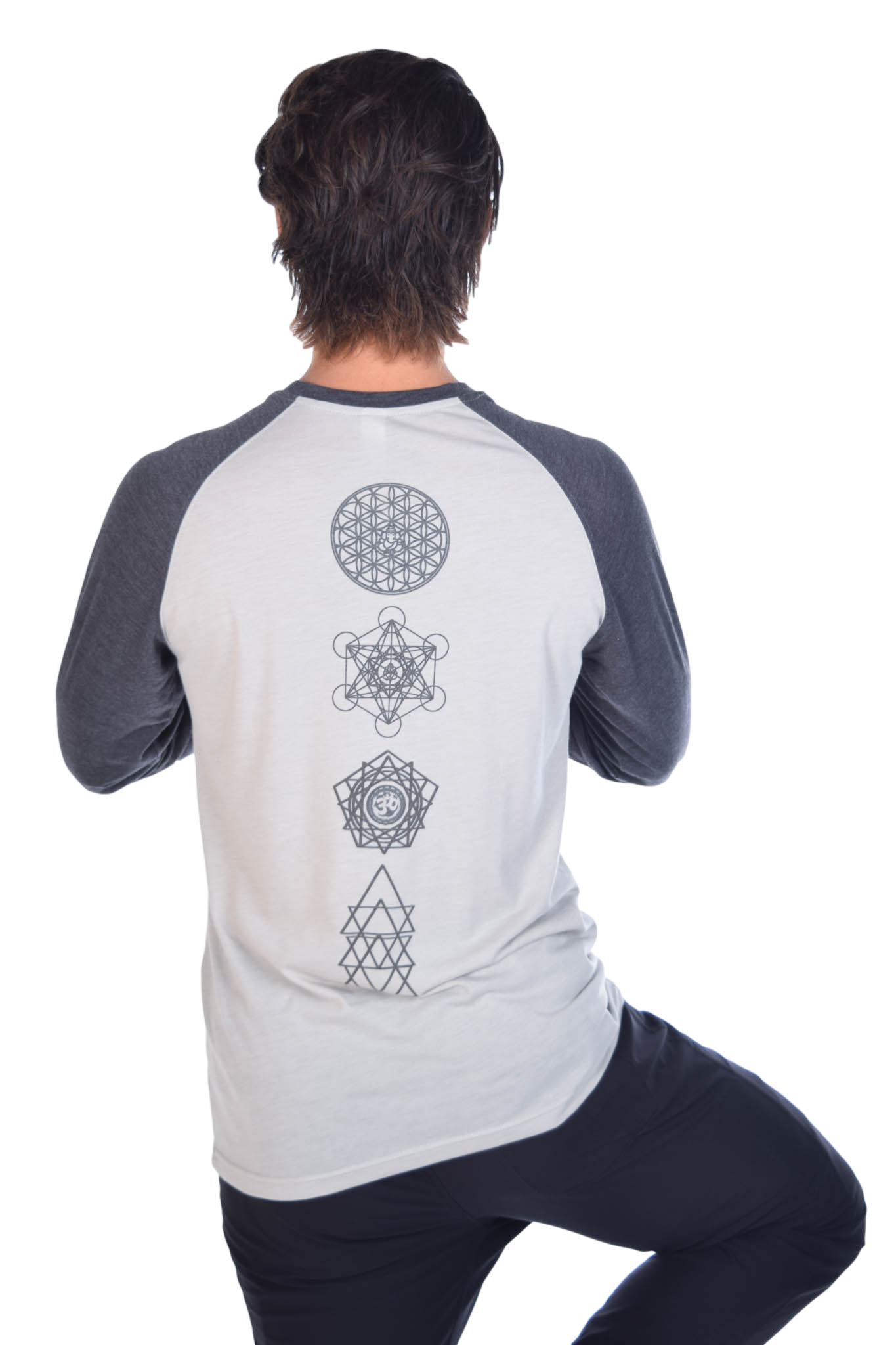 Rainbow Crystal Vibration Diamond Ganesh on Long-Sleeve Men's Raglan - Third Eye Threads