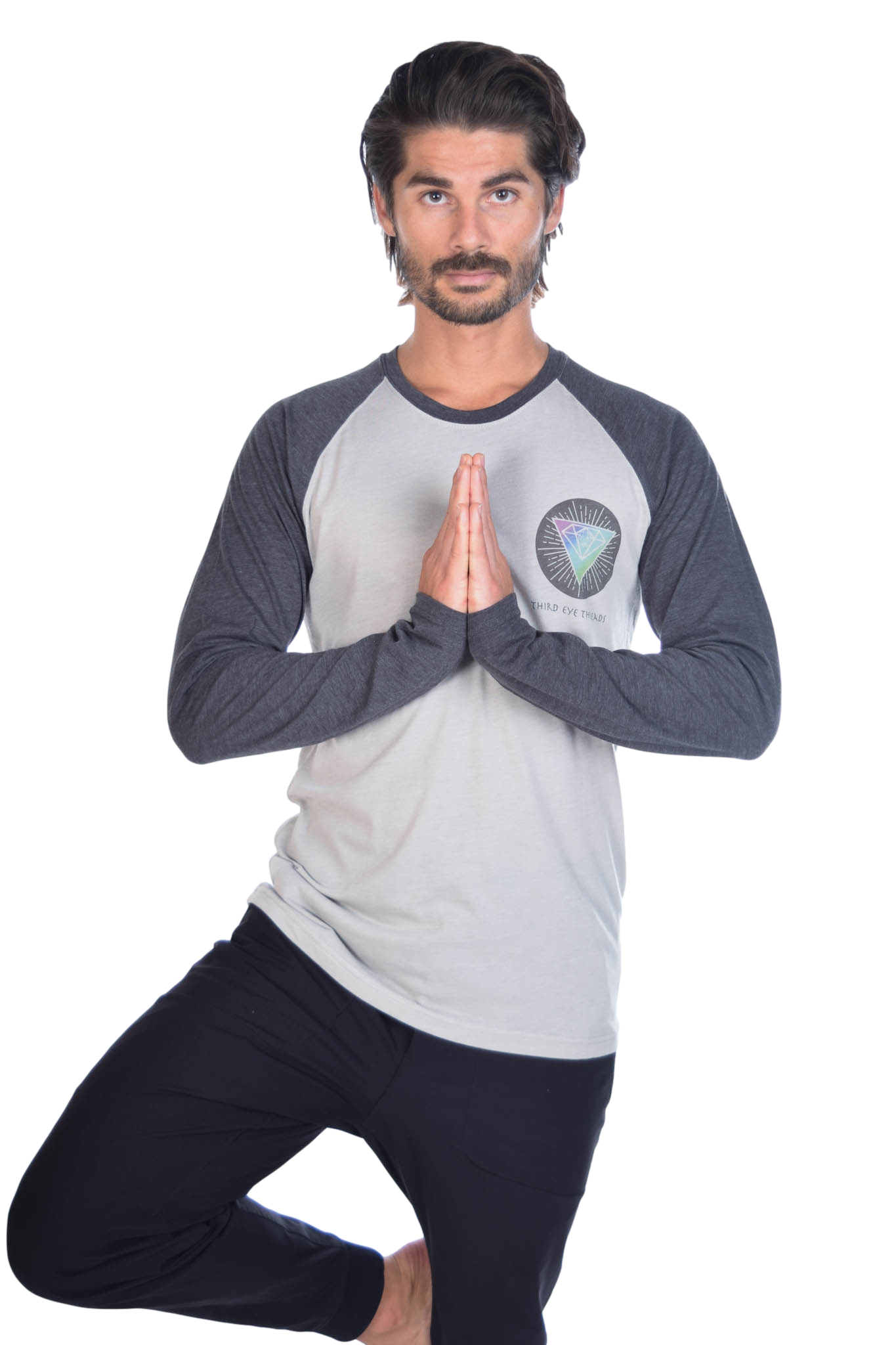 Rainbow Crystal Vibration Diamond Ganesh on Long-Sleeve Men's Raglan - Third Eye Threads