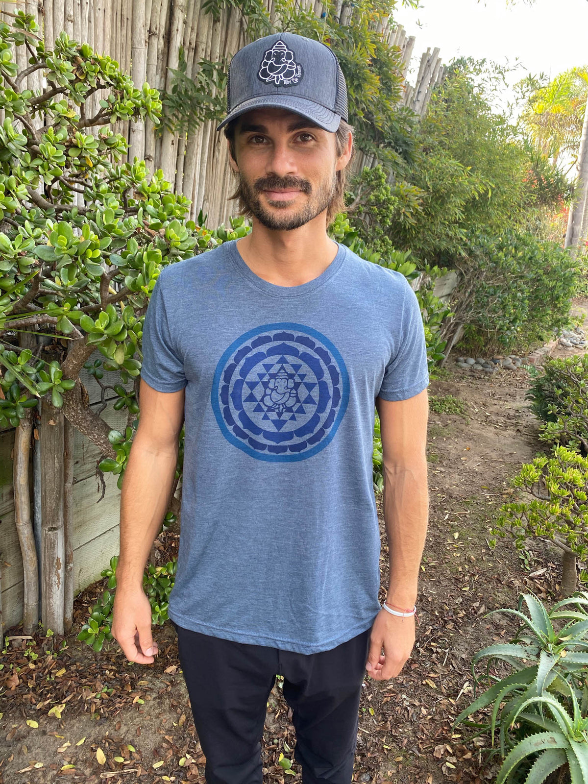 Sri Yantra with Ganesh On Tri Blend Crew Neck Tee - Third Eye Threads