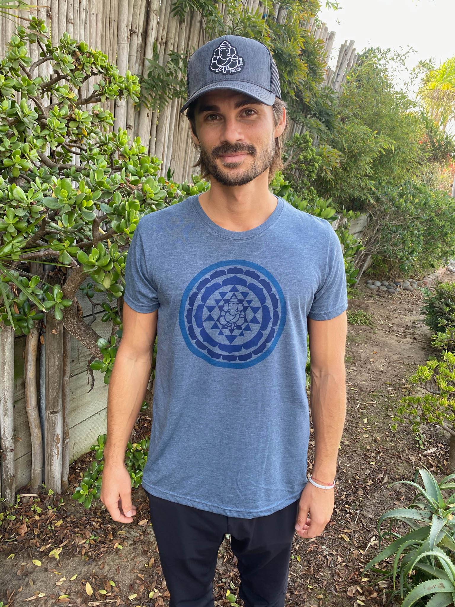 Sri Yantra with Ganesh On Tri Blend Crew Neck Tee - Third Eye Threads