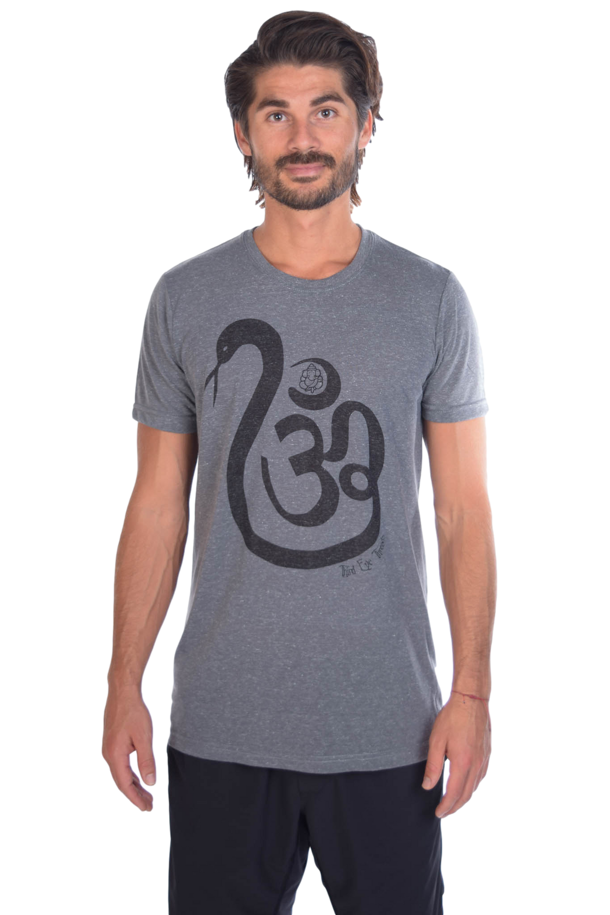 Shakti Snake Om on Linen Blend Crew Neck - Third Eye Threads