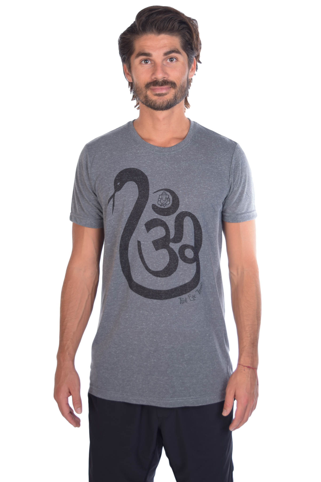 Shakti Snake Om on Linen Blend Crew Neck - Third Eye Threads